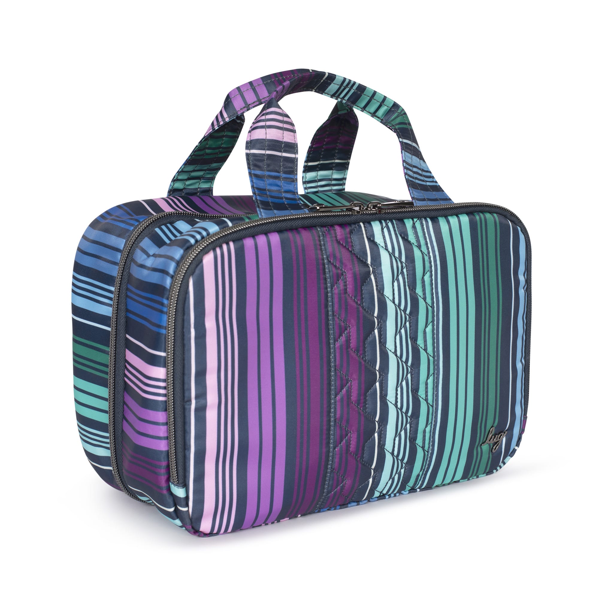 Flatbed Deluxe Cosmetic Case - LOVE STRIPE MULTI - Flatbed_LoveStraps_02