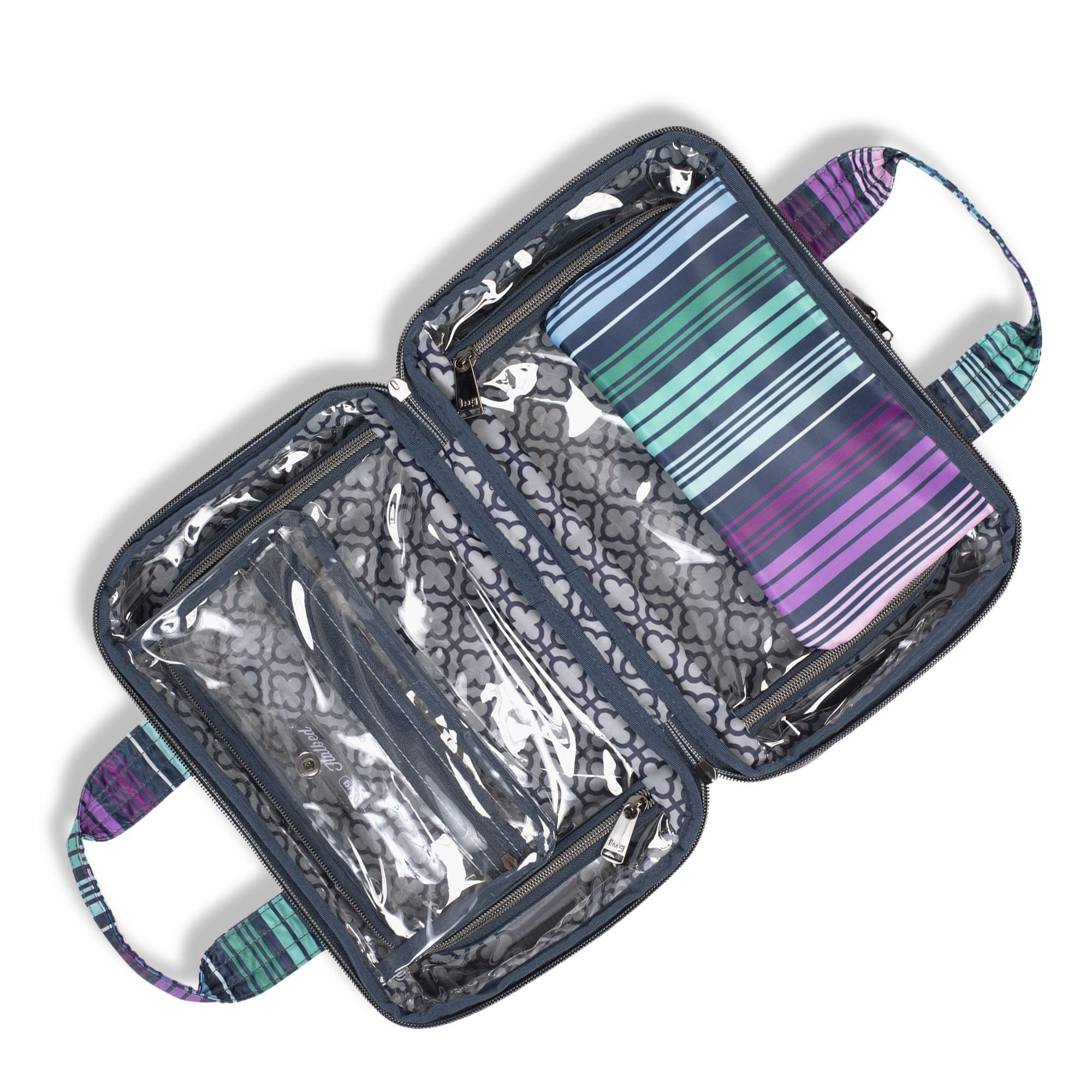 Flatbed Deluxe Cosmetic Case - LOVE STRIPE MULTI - Flatbed_LoveStraps_05