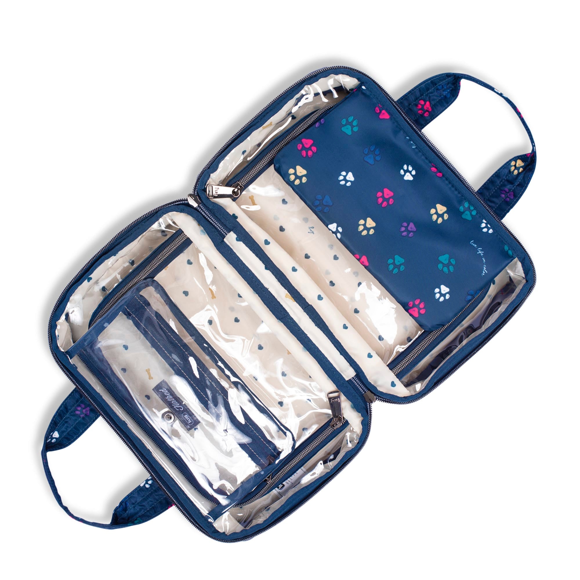 Flatbed Deluxe Cosmetic Case - PAWS NAVY - Flatbed_PawsNavy_05