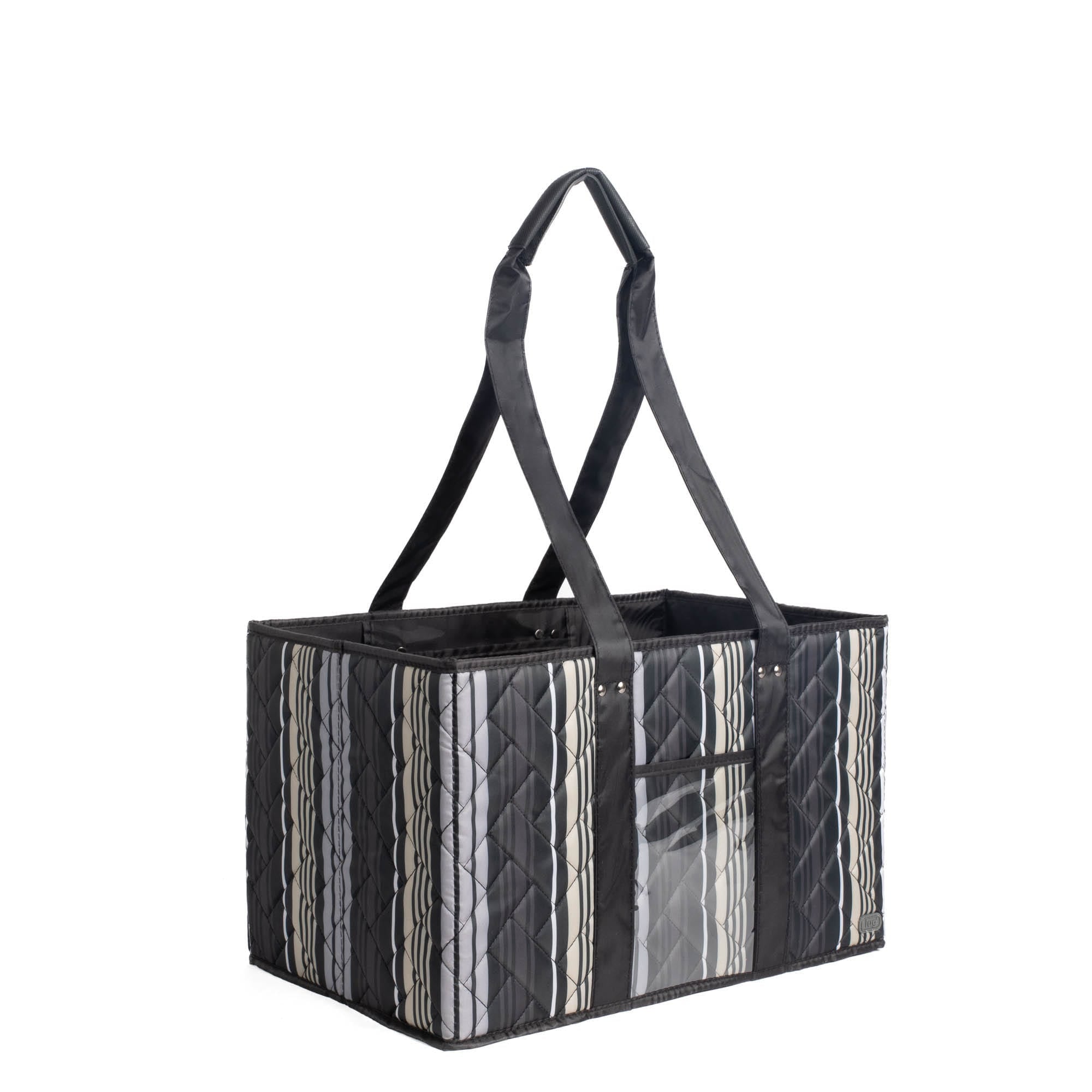 Gallop Collapsible Carry-All Tote - LOVE STRIPE BLACK - GallopToteBag_BlackLoveStripe_02