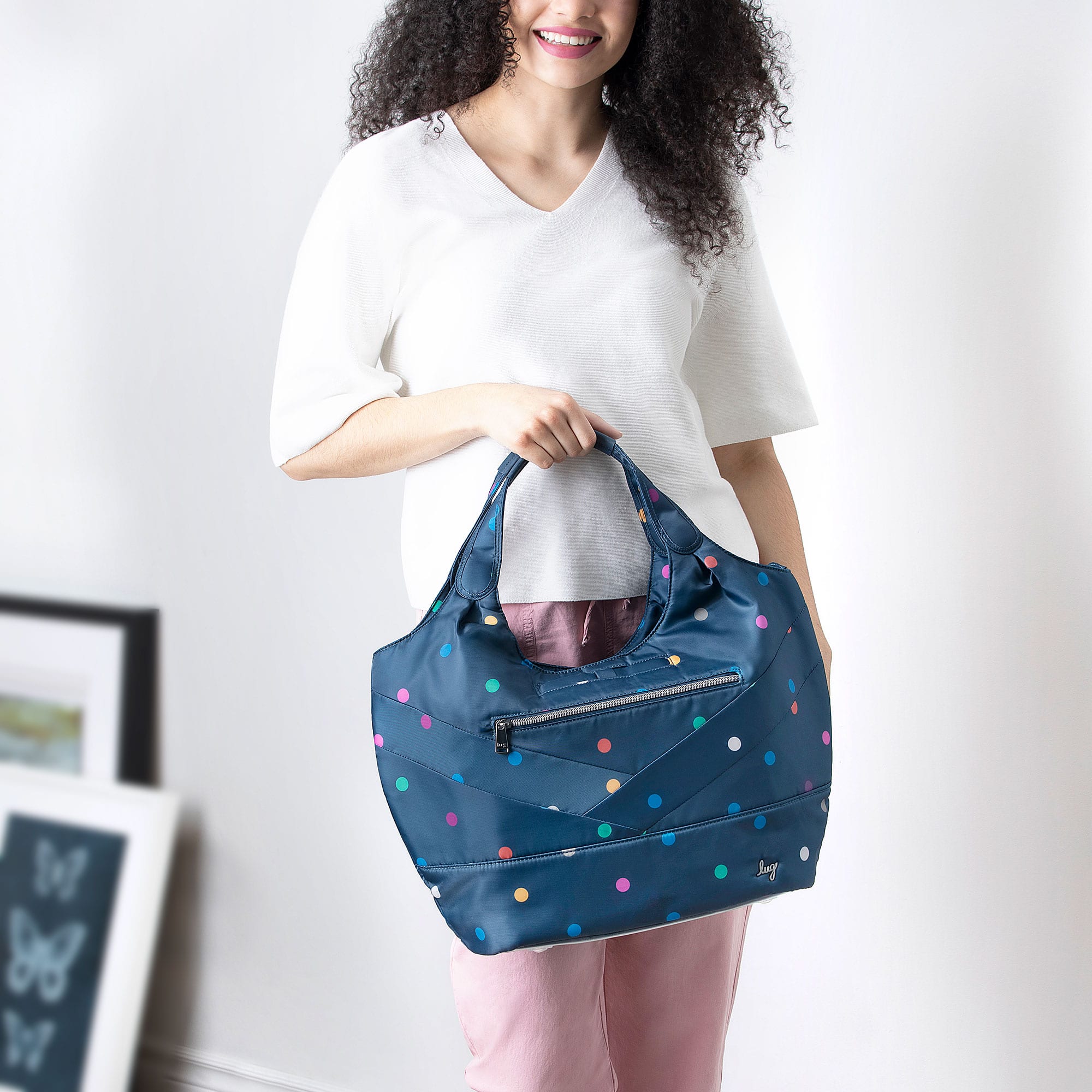Gondola SE Tote Bag - MULTI DOTS NAVY - GondolaSE_MultiDotsNavy_Model