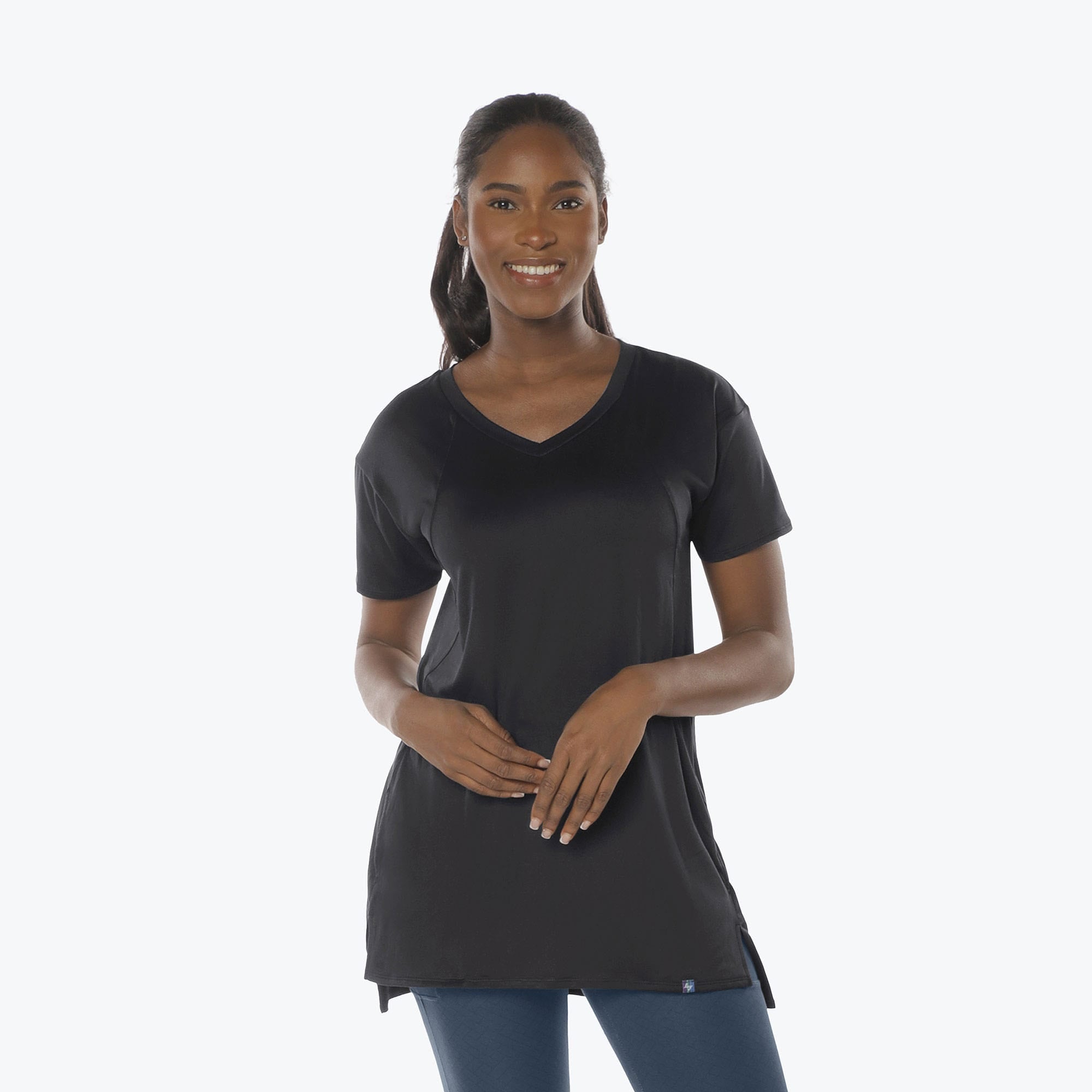 Hopper High Low Tunic Top - BLACK - Hopper_Black_S_01