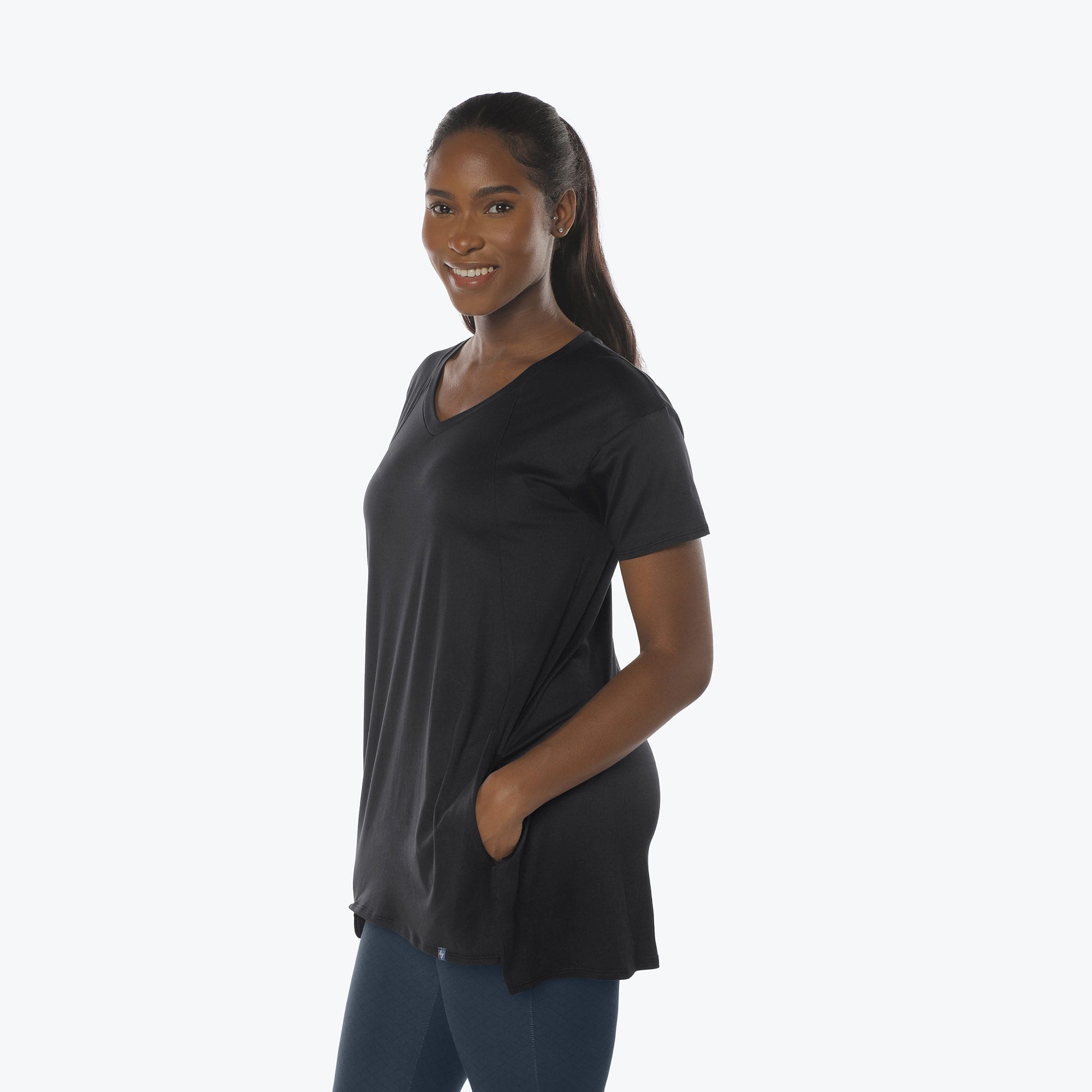 Hopper High Low Tunic Top - BLACK - Hopper_Black_S_03a