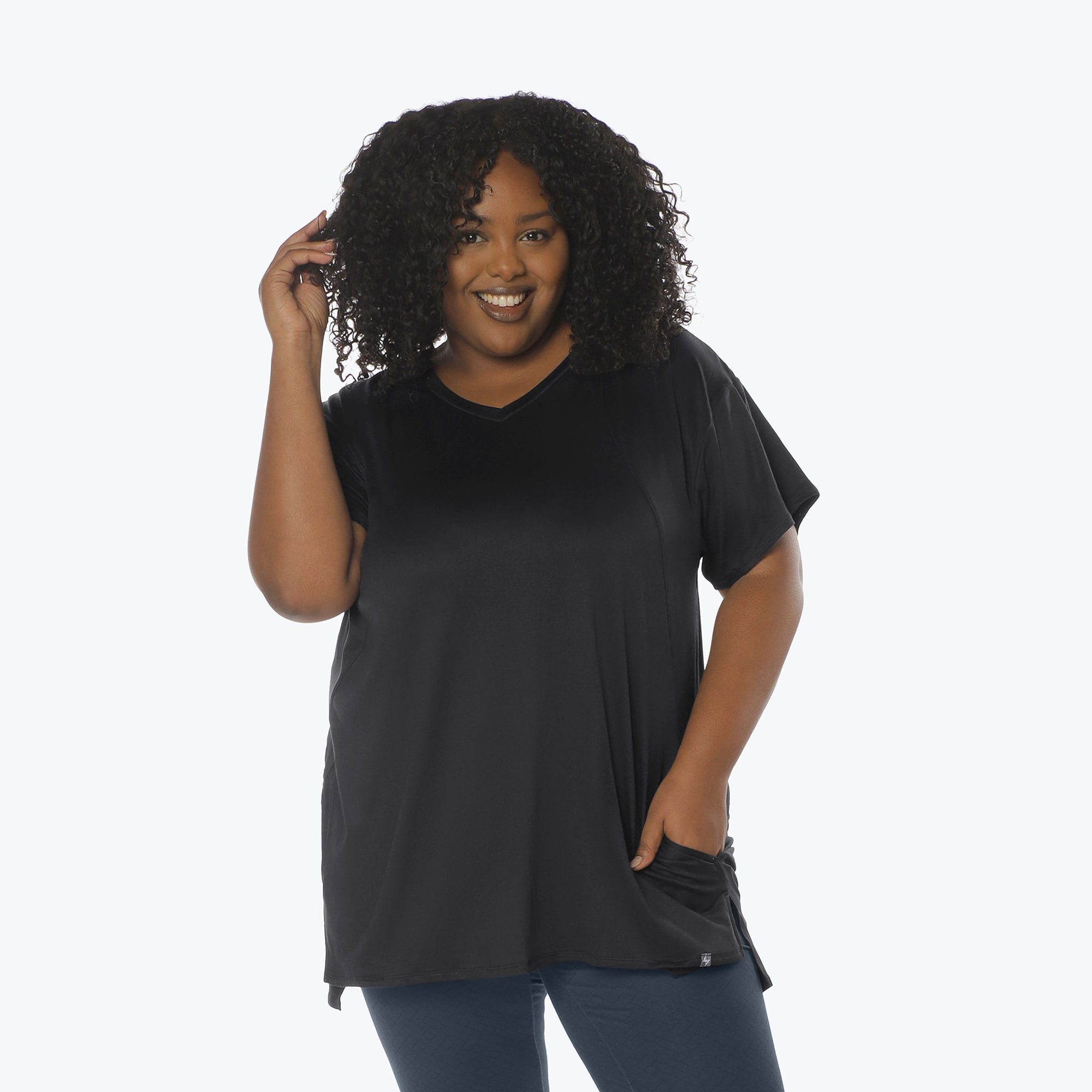 Hopper High Low Tunic Top - BLACK - Hopper_Black_XL_01
