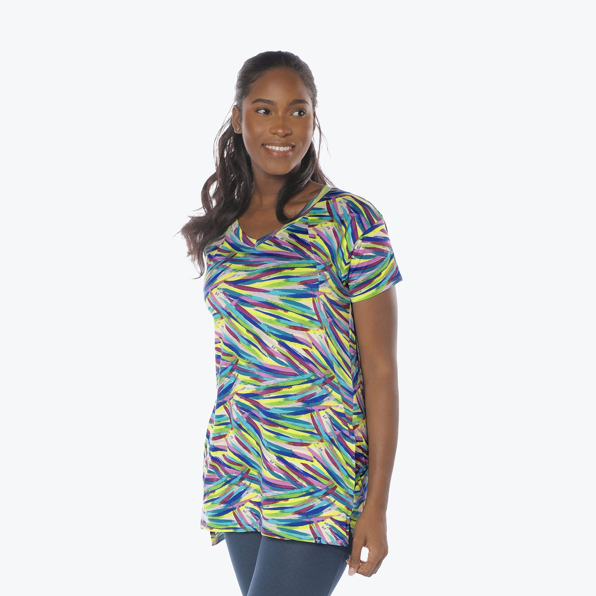 Hopper High Low Tunic Top - BRUSHSTROKES MULTI - Hopper_Brushstrokes_Multi_S_03b