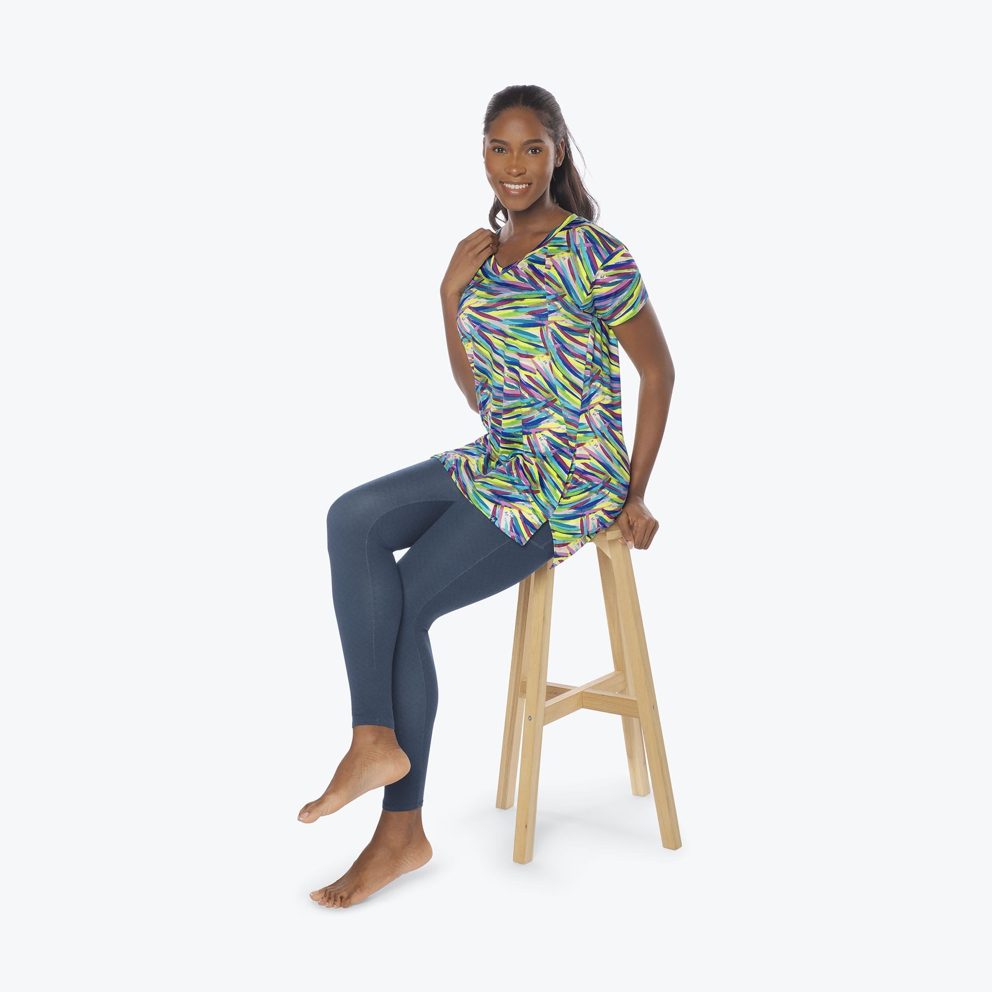 Hopper High Low Tunic Top - BRUSHSTROKES MULTI - Hopper_Brushstrokes_Multi_S_05