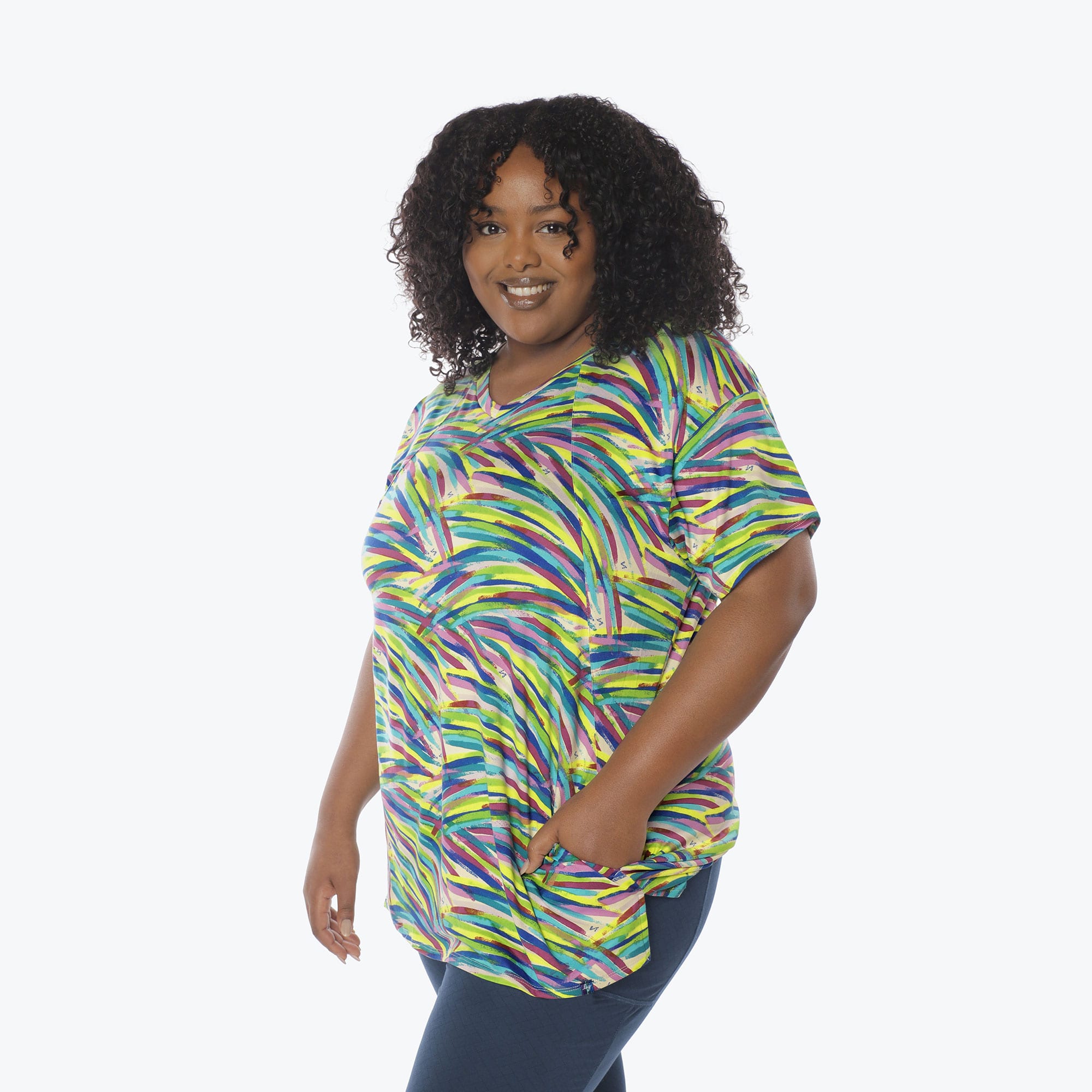 Hopper High Low Tunic Top - BRUSHSTROKES MULTI - Hopper_Brushstrokes_Multi_XL_03