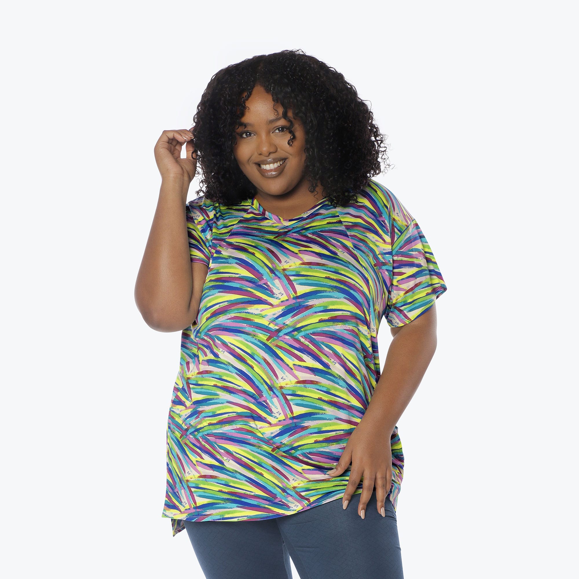Hopper High Low Tunic Top - BRUSHSTROKES MULTI - Hopper_Brushstrokes_Multi_XL_03a