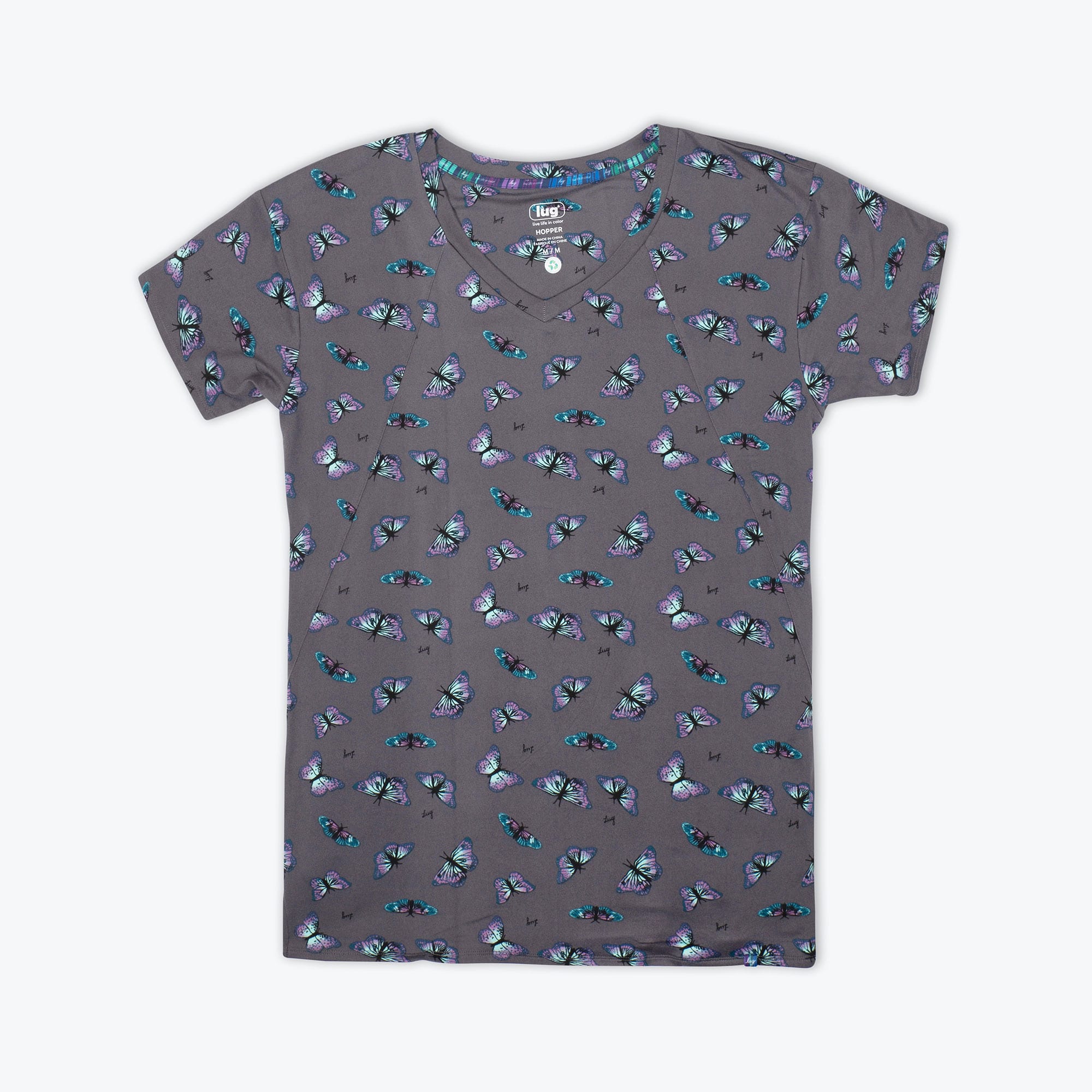 Hopper High Low Tunic Top - BUTTERFLY GREY - Hopper_Butterfly_Grey_06