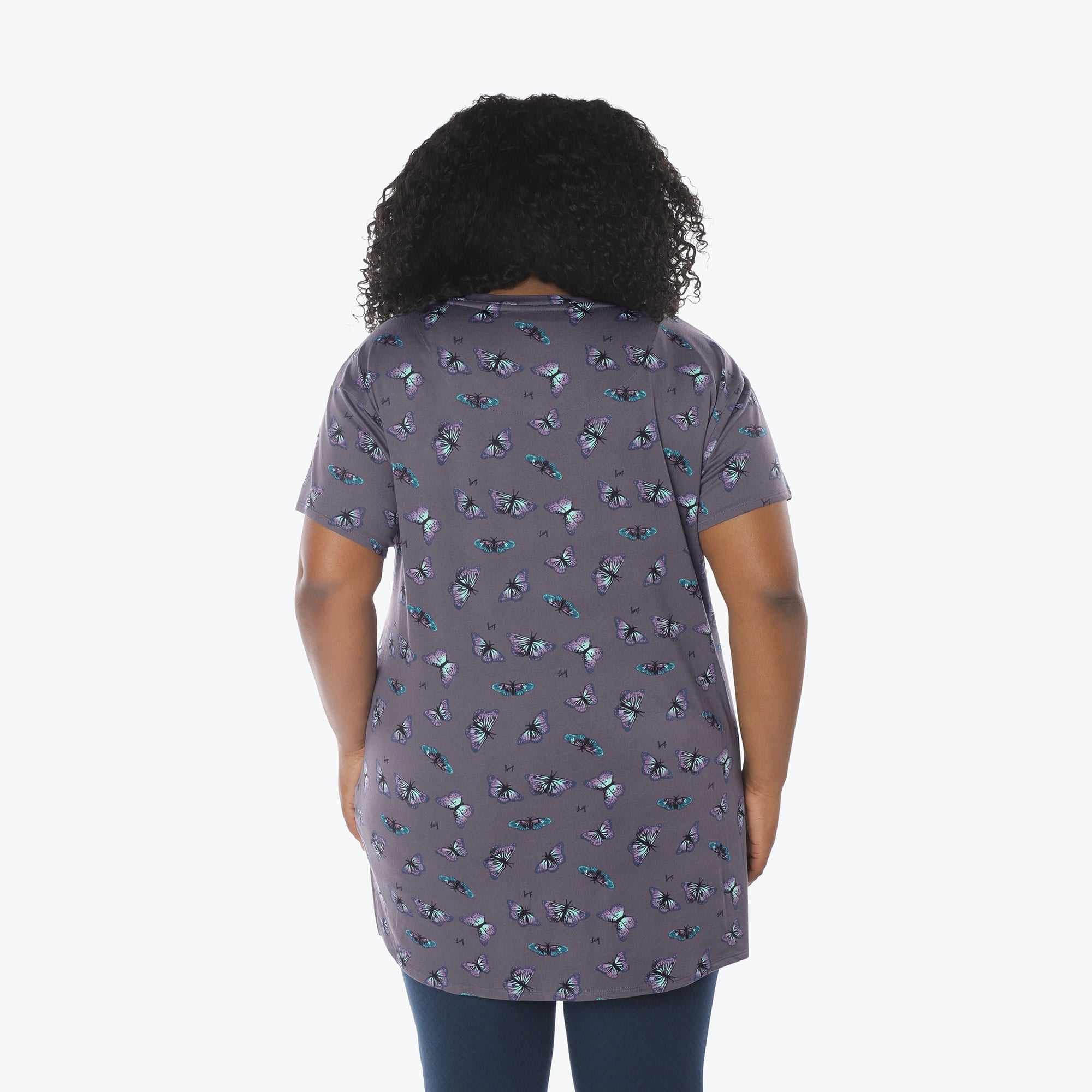 Hopper High Low Tunic Top - BUTTERFLY GREY - Hopper_Butterfly_Grey_XL_02