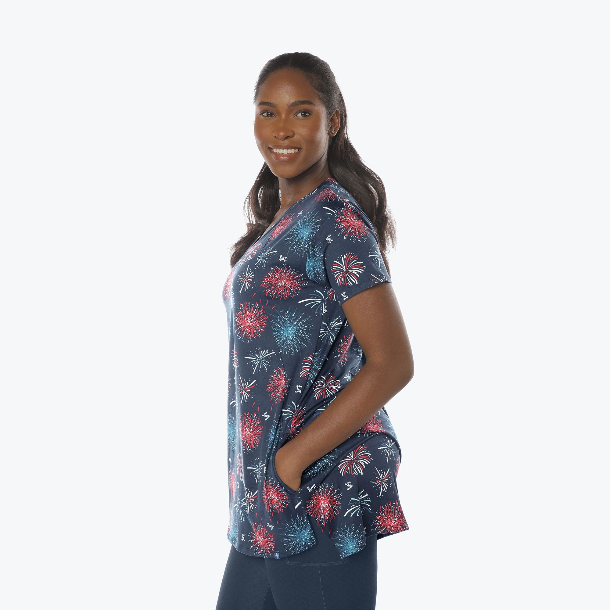Hopper High Low Tunic Top - FIREWORK NAVY - Hopper_Fireworks_Navy_S_03