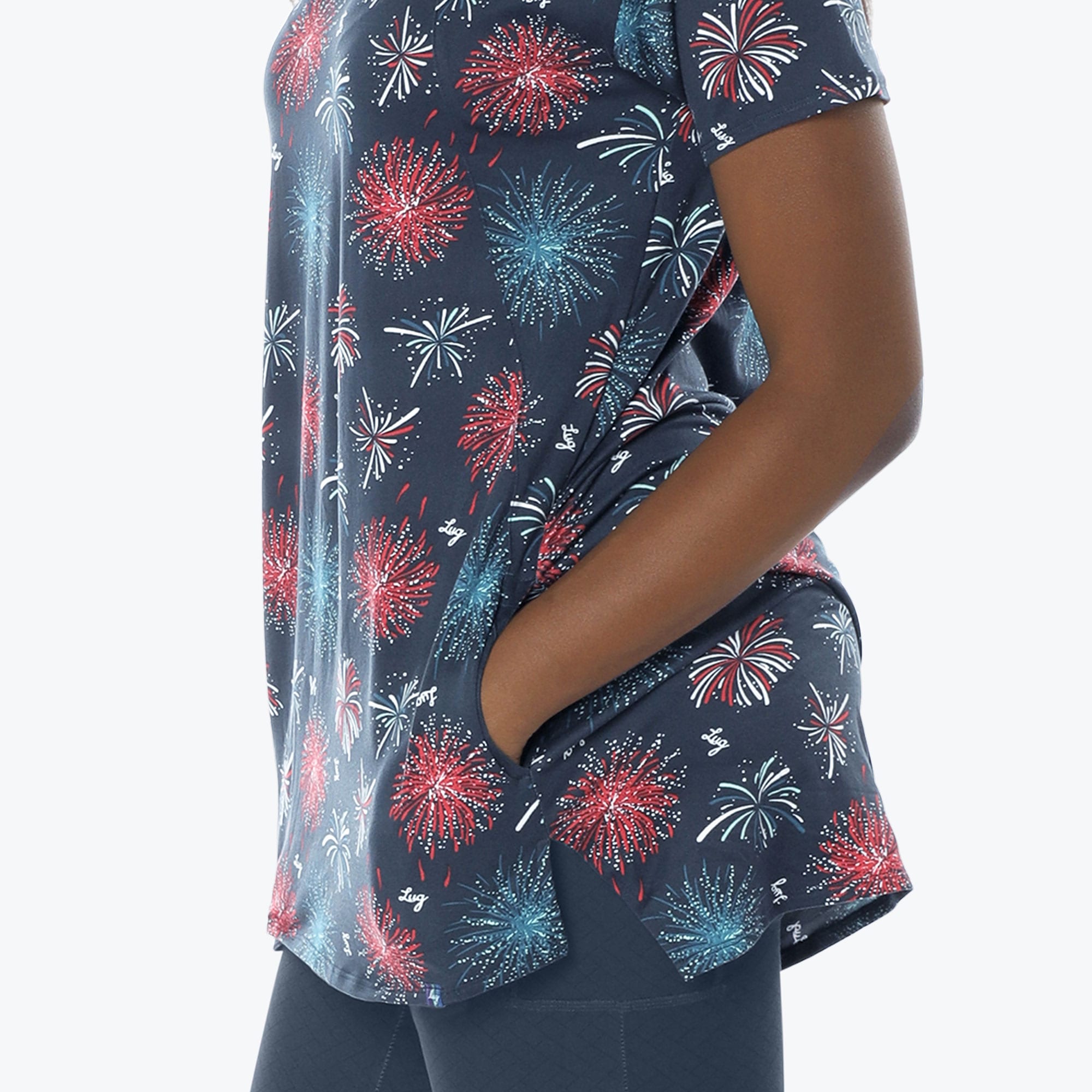 Hopper High Low Tunic Top - FIREWORK NAVY - Hopper_Fireworks_Navy_S_04