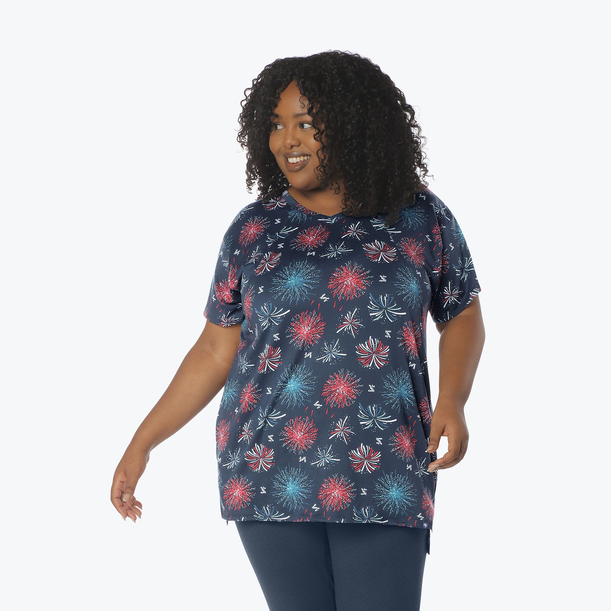 Hopper High Low Tunic Top - FIREWORK NAVY - Hopper_Fireworks_Navy_XL_01