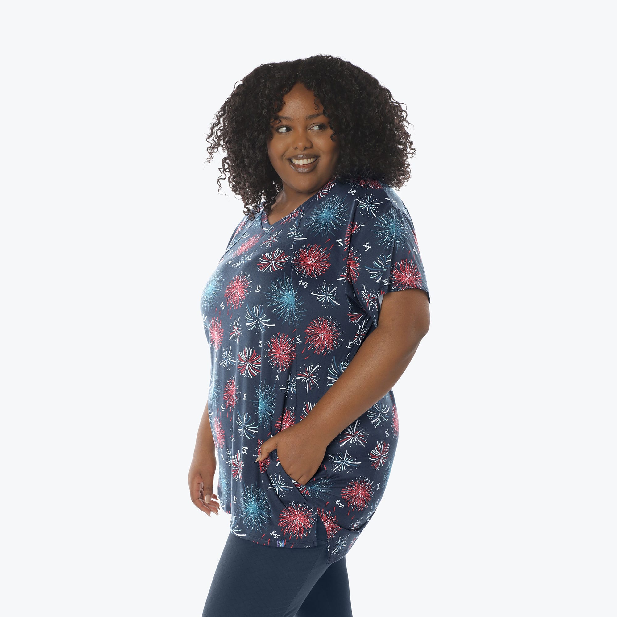 Hopper High Low Tunic Top - FIREWORK NAVY - Hopper_Fireworks_Navy_XL_03