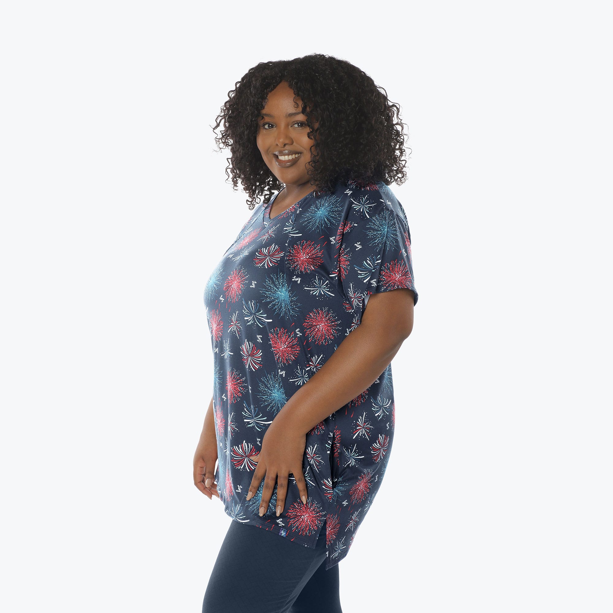 Hopper High Low Tunic Top - FIREWORK NAVY - Hopper_Fireworks_Navy_XL_03a