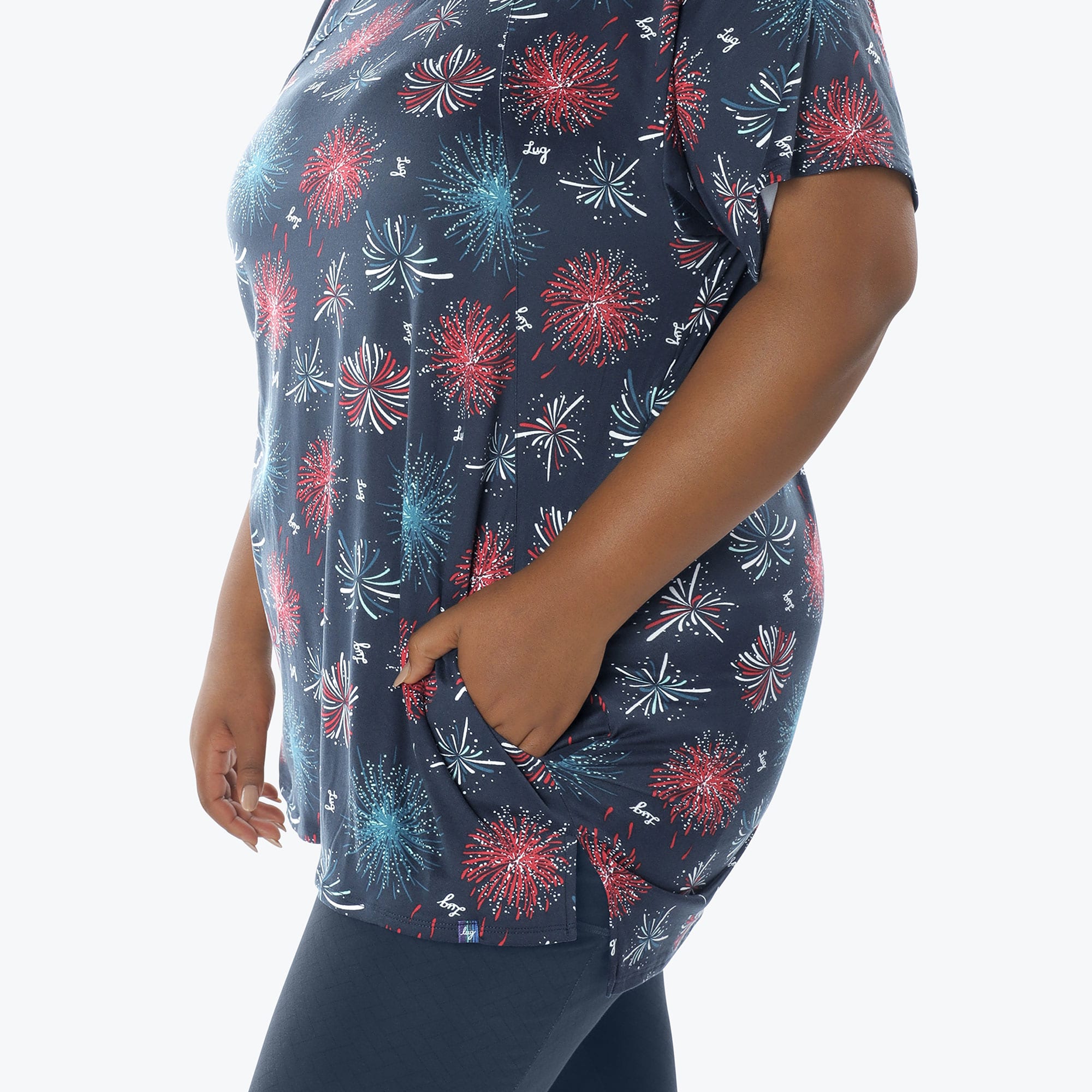 Hopper High Low Tunic Top - FIREWORK NAVY - Hopper_Fireworks_Navy_XL_05