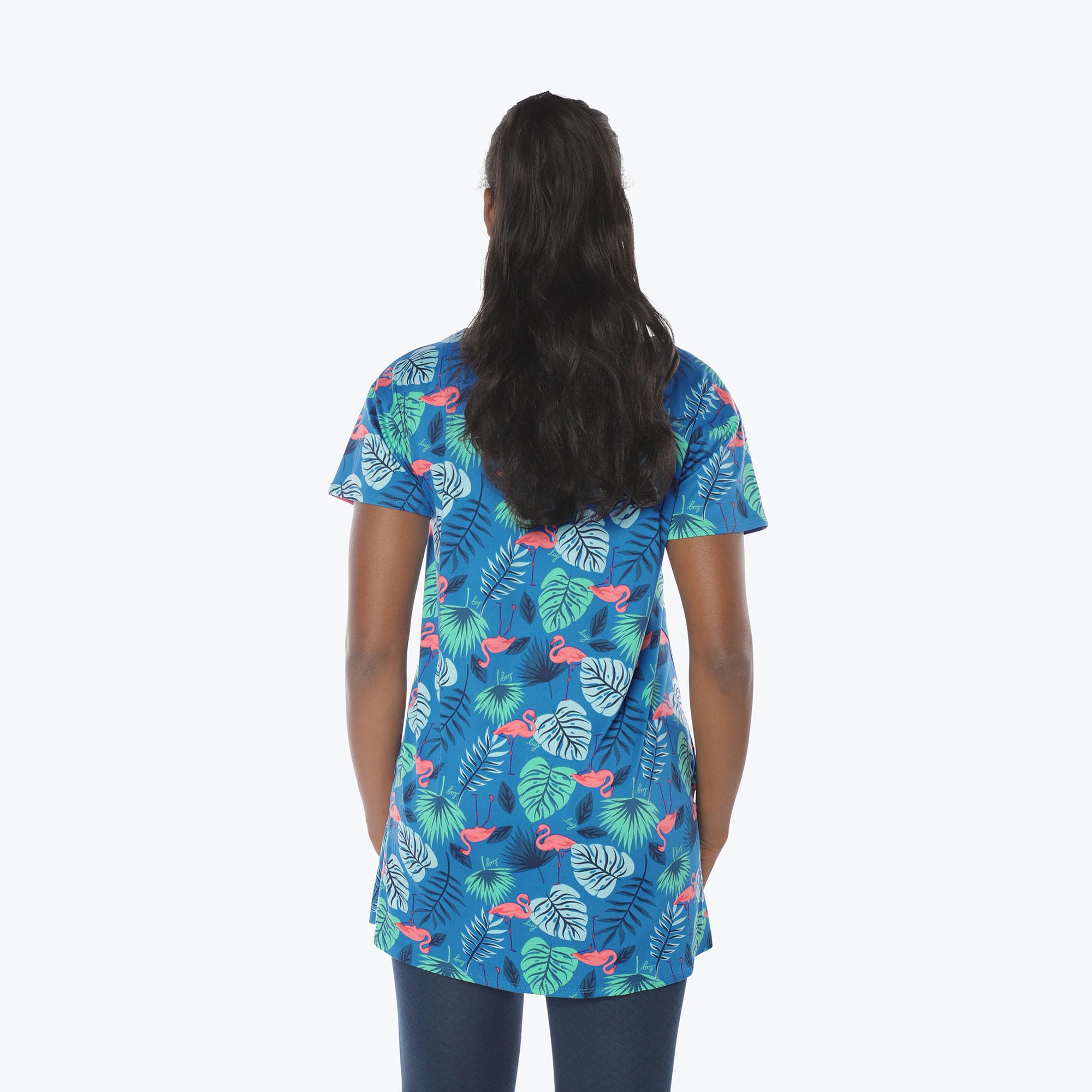 Hopper High Low Tunic Top - FLAMINGO BLUE - Hopper_Flamingo_Blue_S_02