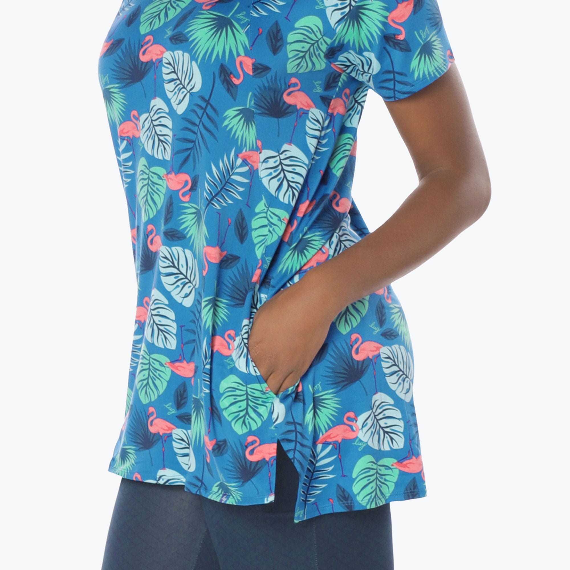 Hopper High Low Tunic Top - FLAMINGO BLUE - Hopper_Flamingo_Blue_S_04