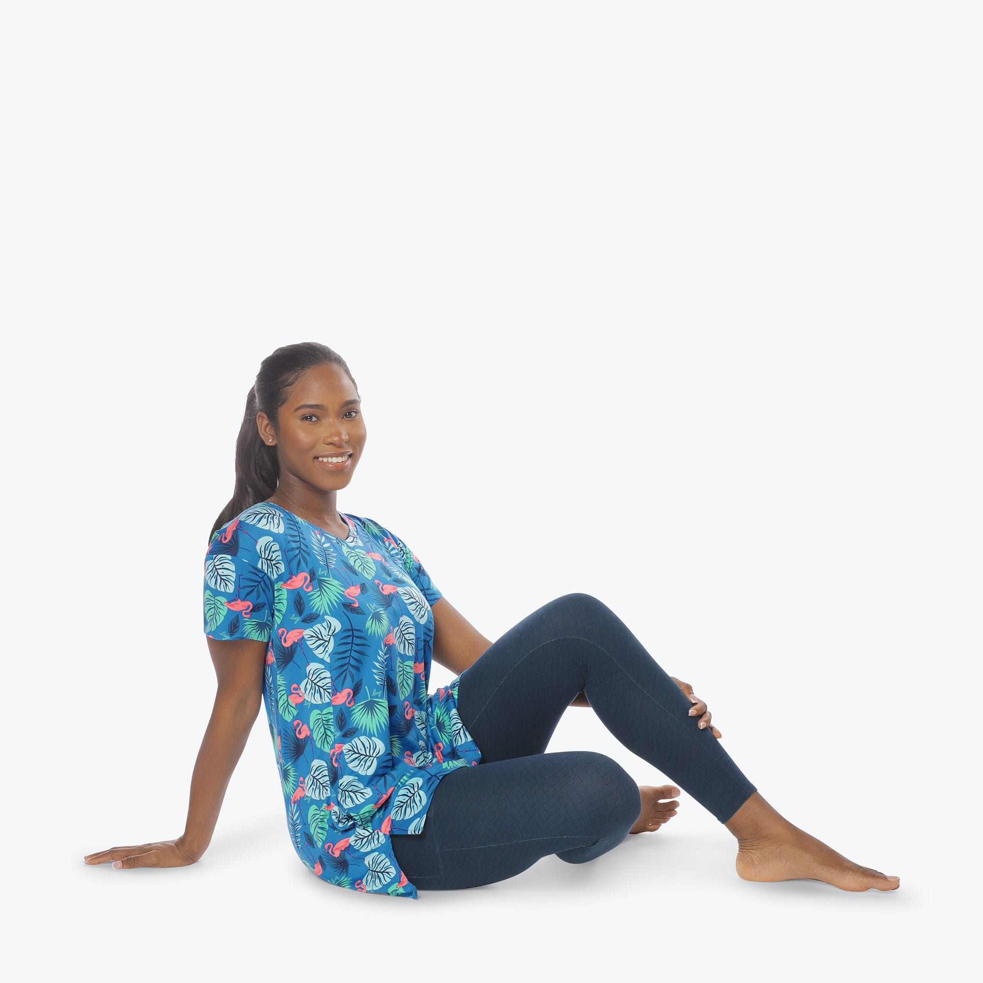 Hopper High Low Tunic Top - FLAMINGO BLUE - Hopper_Flamingo_Blue_S_05