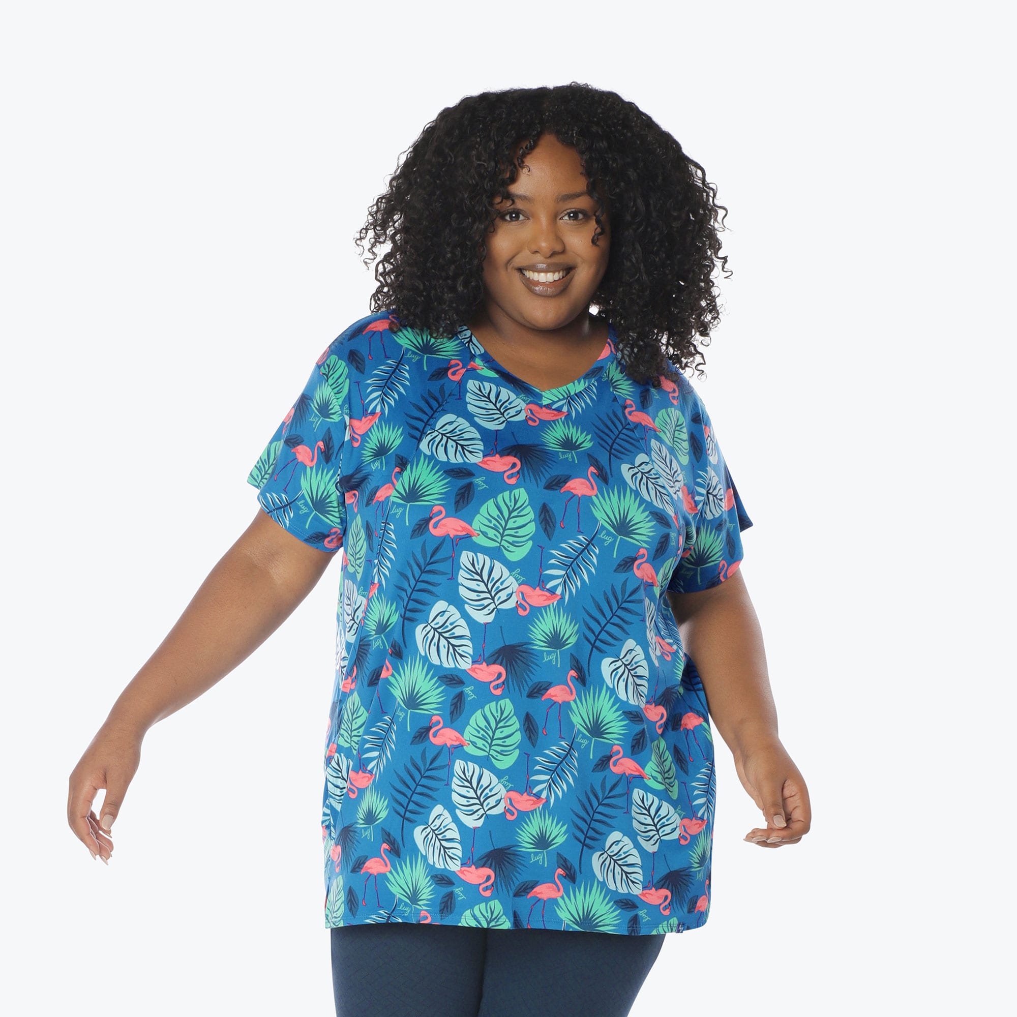 Hopper High Low Tunic Top - FLAMINGO BLUE - Hopper_Flamingo_Blue_XL_01