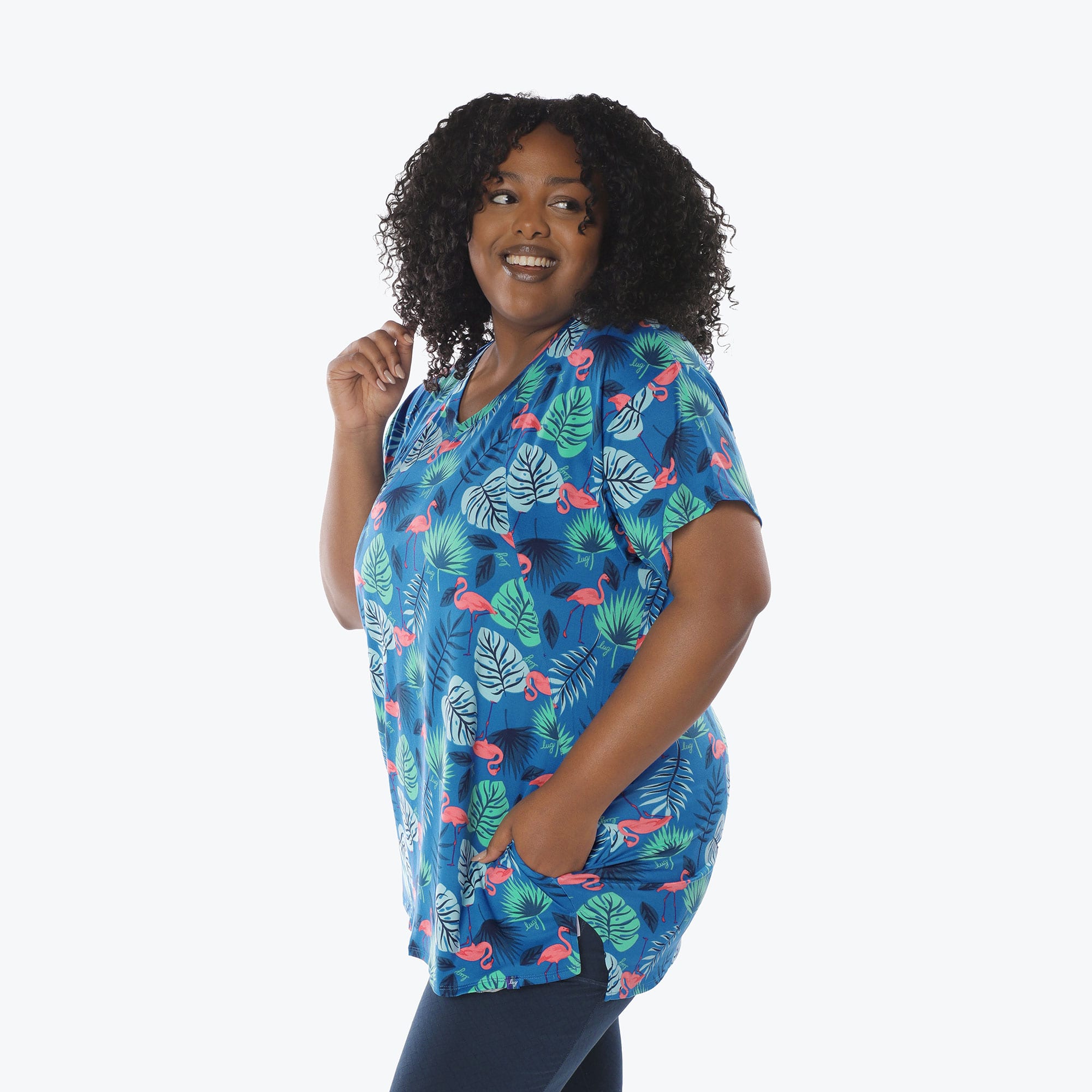 Hopper High Low Tunic Top - FLAMINGO BLUE - Hopper_Flamingo_Blue_XL_03_34cb55ca-3452-45bf-863a-3fd713b3be02