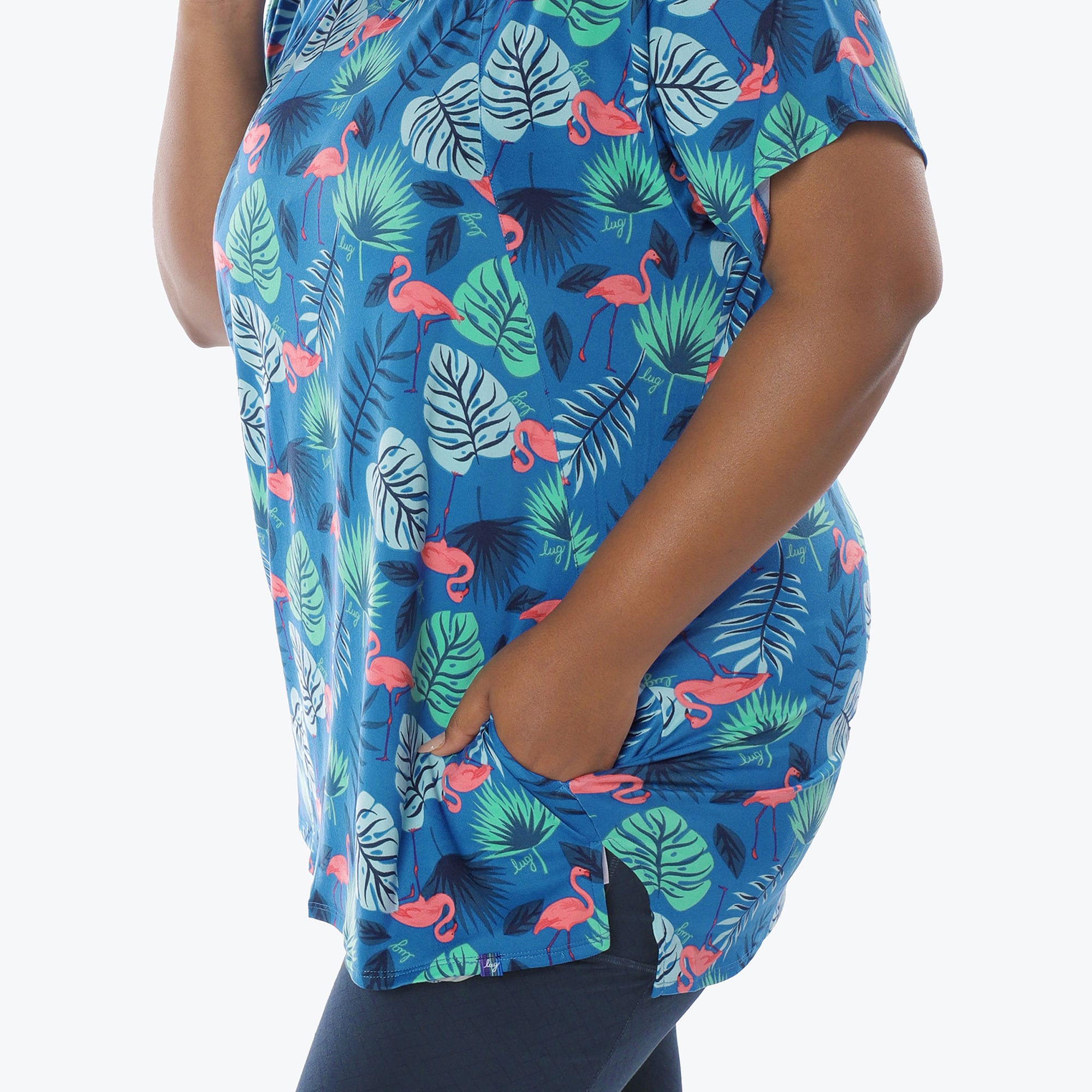 Hopper High Low Tunic Top - FLAMINGO BLUE - Hopper_Flamingo_Blue_XL_04