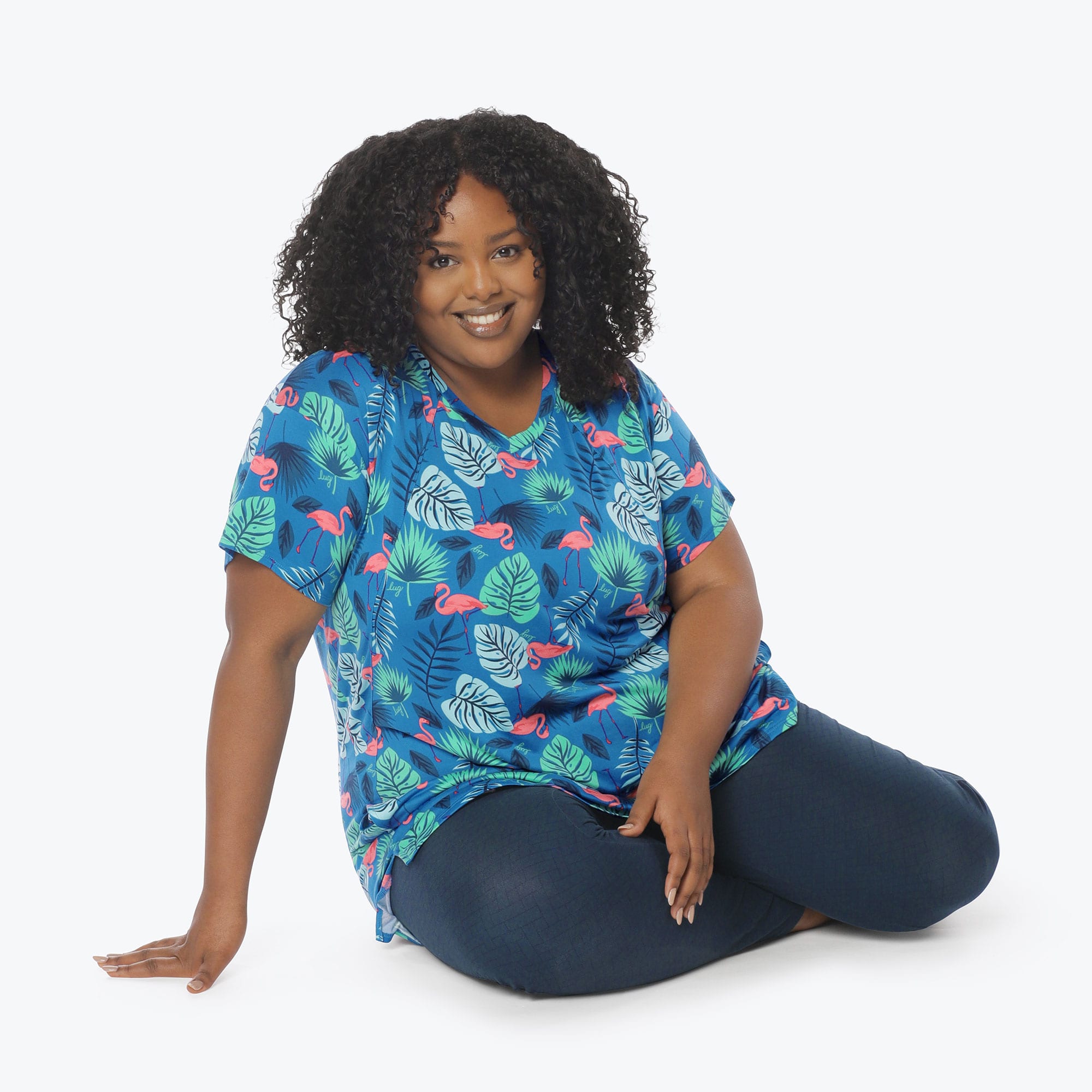 Hopper High Low Tunic Top - FLAMINGO BLUE - Hopper_Flamingo_Blue_XL_05