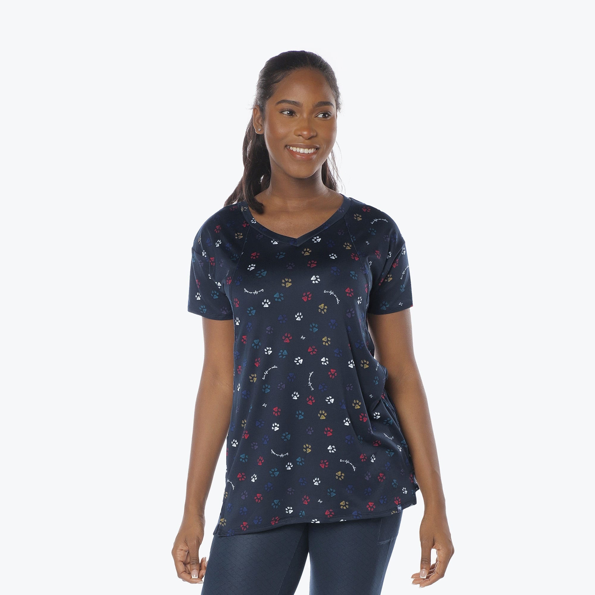 Hopper High Low Tunic Top - PAWS NAVY - Hopper_Paws_Navy_S_01