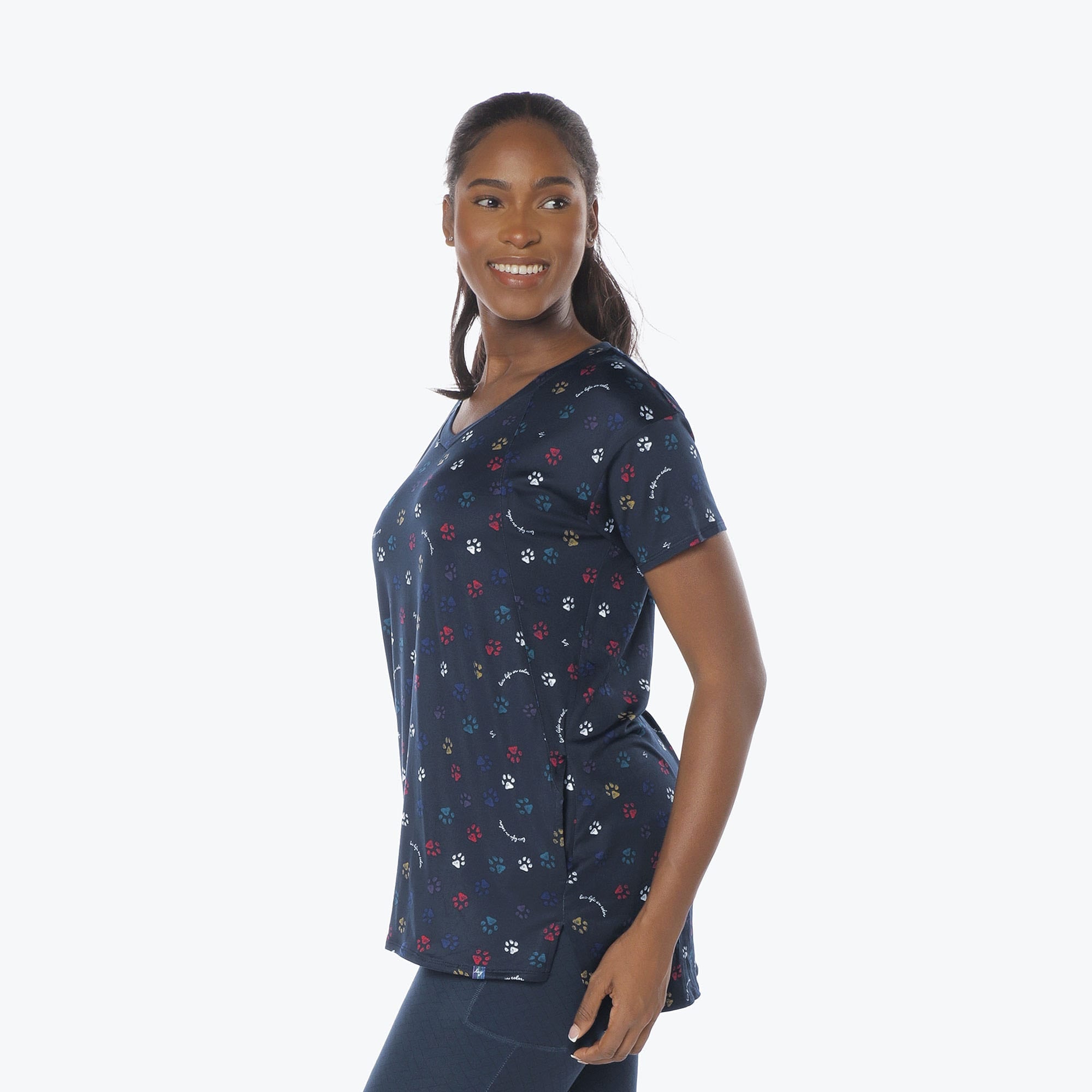 Hopper High Low Tunic Top - PAWS NAVY - Hopper_Paws_Navy_S_03