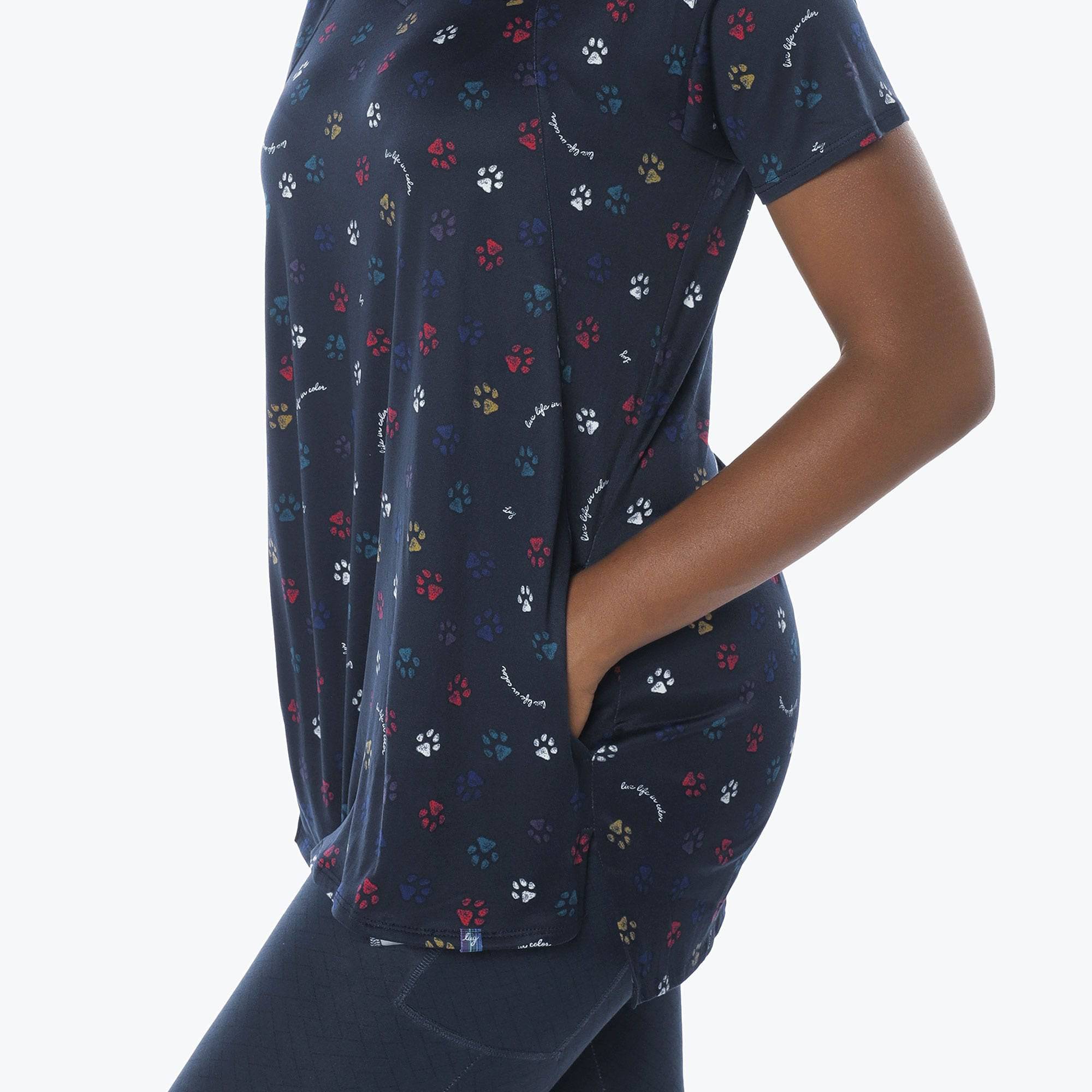 Hopper High Low Tunic Top - PAWS NAVY - Hopper_Paws_Navy_S_04