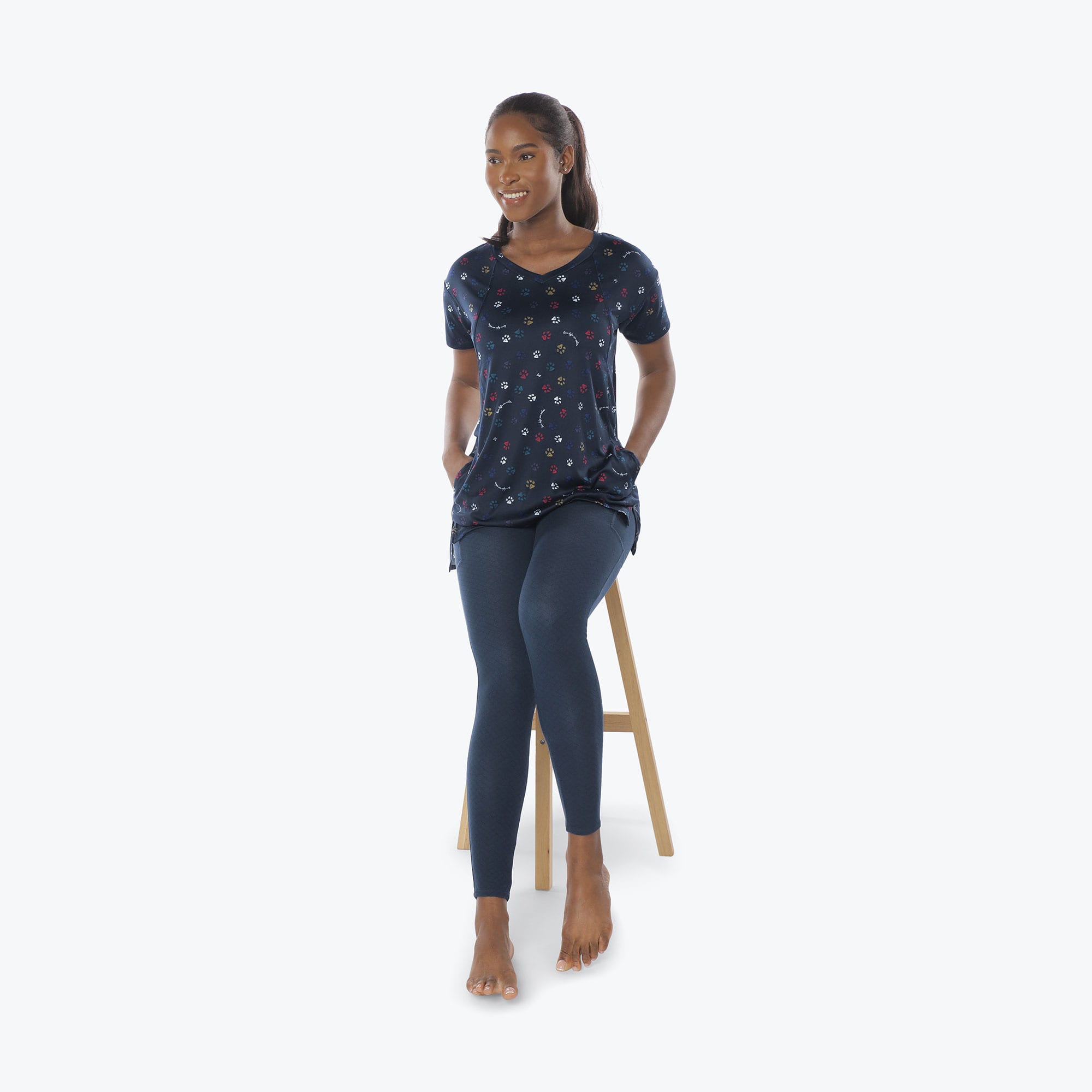 Hopper High Low Tunic Top - PAWS NAVY - Hopper_Paws_Navy_S_05
