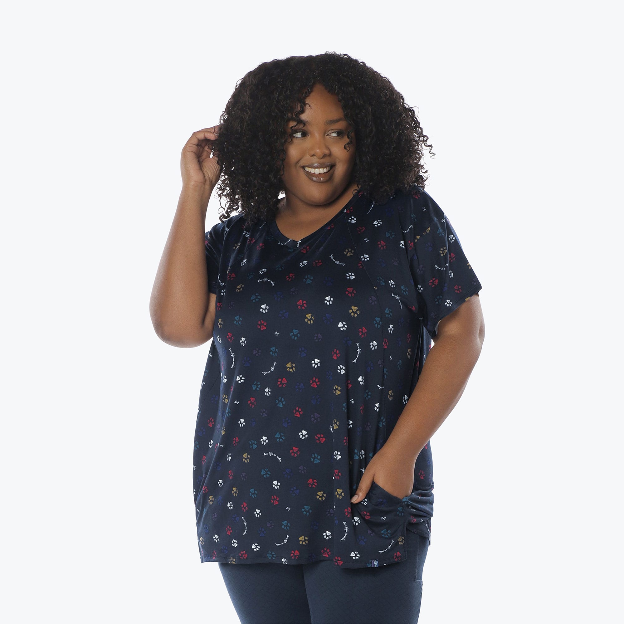 Hopper High Low Tunic Top - PAWS NAVY - Hopper_Paws_Navy_XL_03