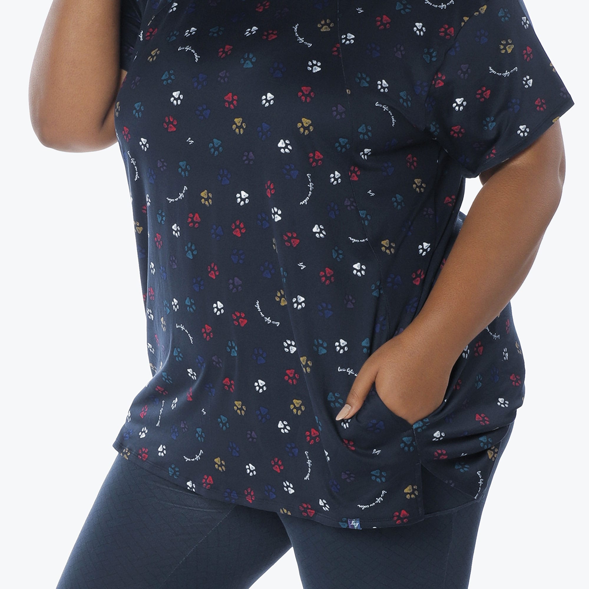 Hopper High Low Tunic Top - PAWS NAVY - Hopper_Paws_Navy_XL_04