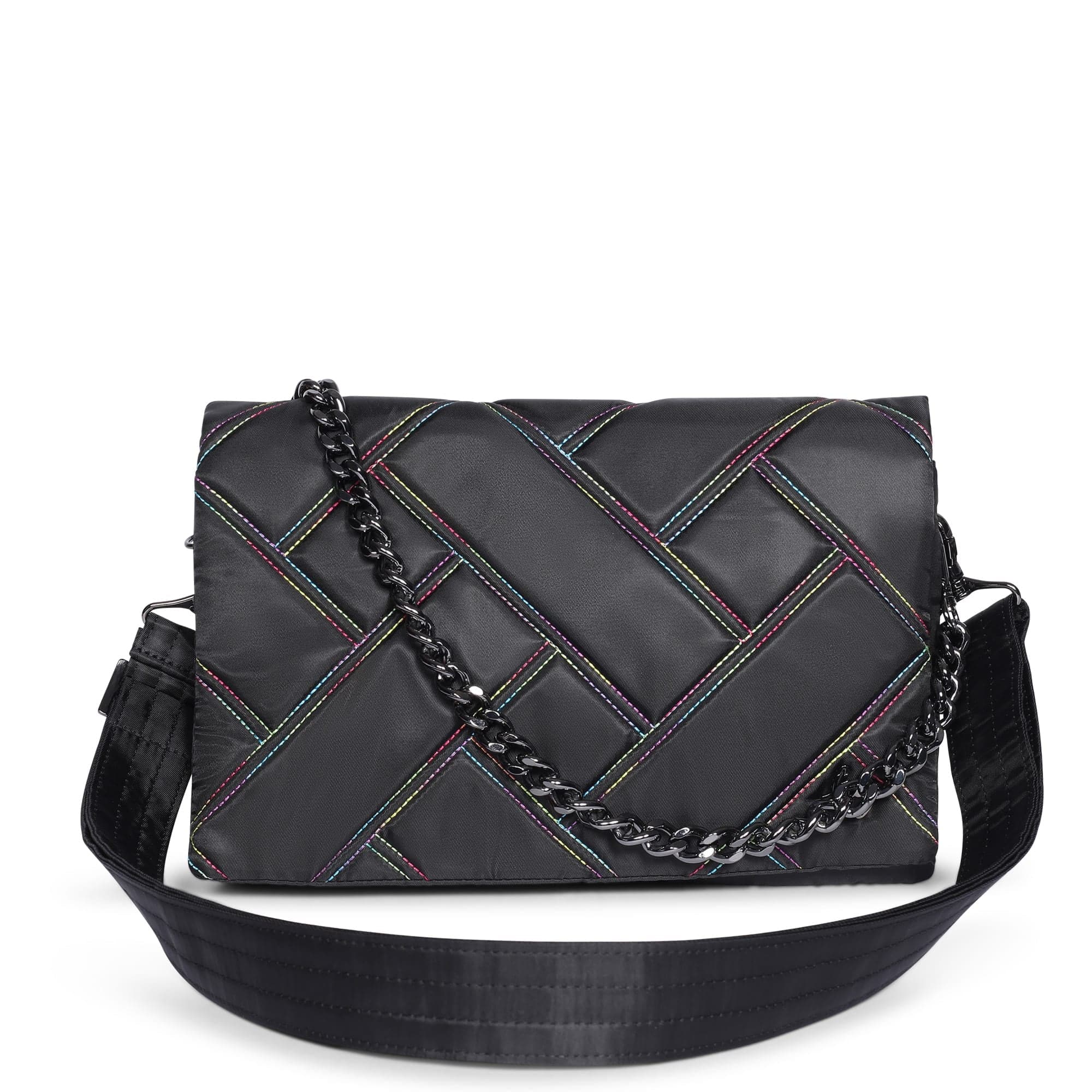 Huddle Shoulder Bag - BLACK RAINBOW STITCH - Huddle_BlackRainbowStitch_01