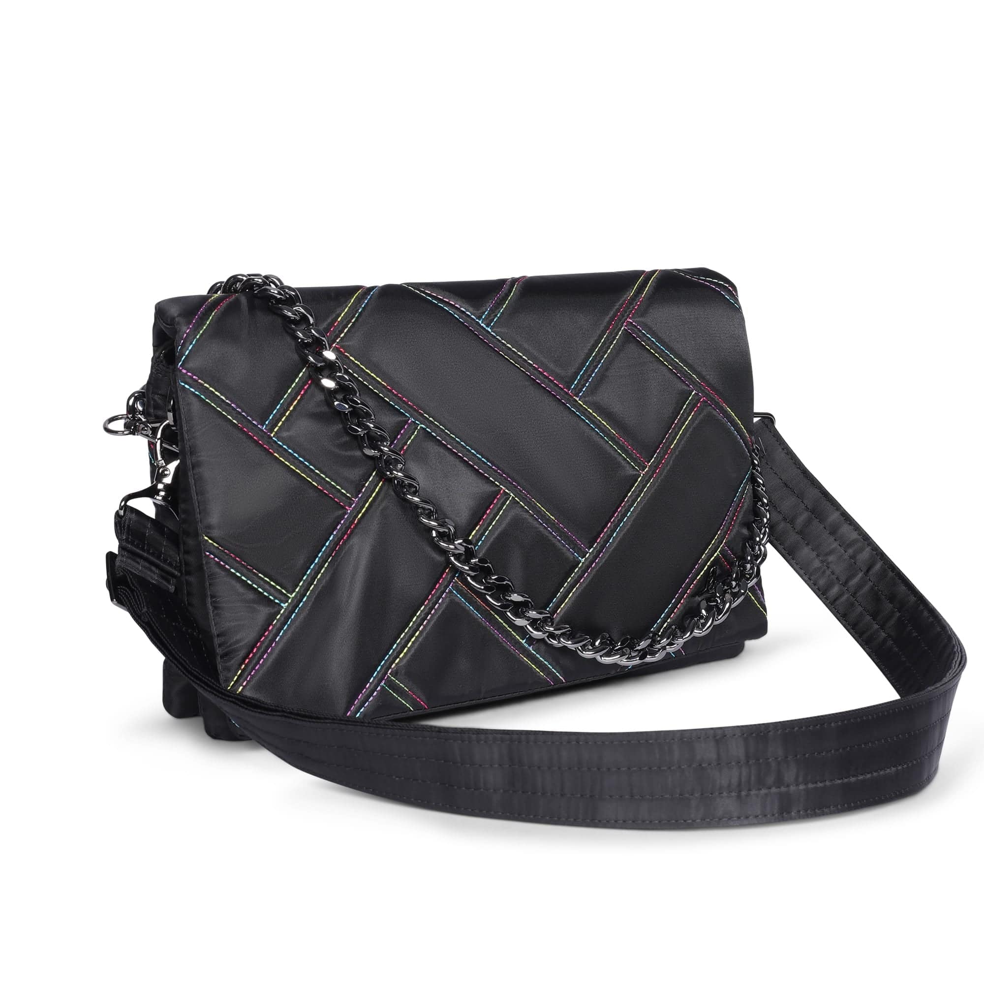 Huddle Shoulder Bag - BLACK RAINBOW STITCH - Huddle_BlackRainbowStitch_02