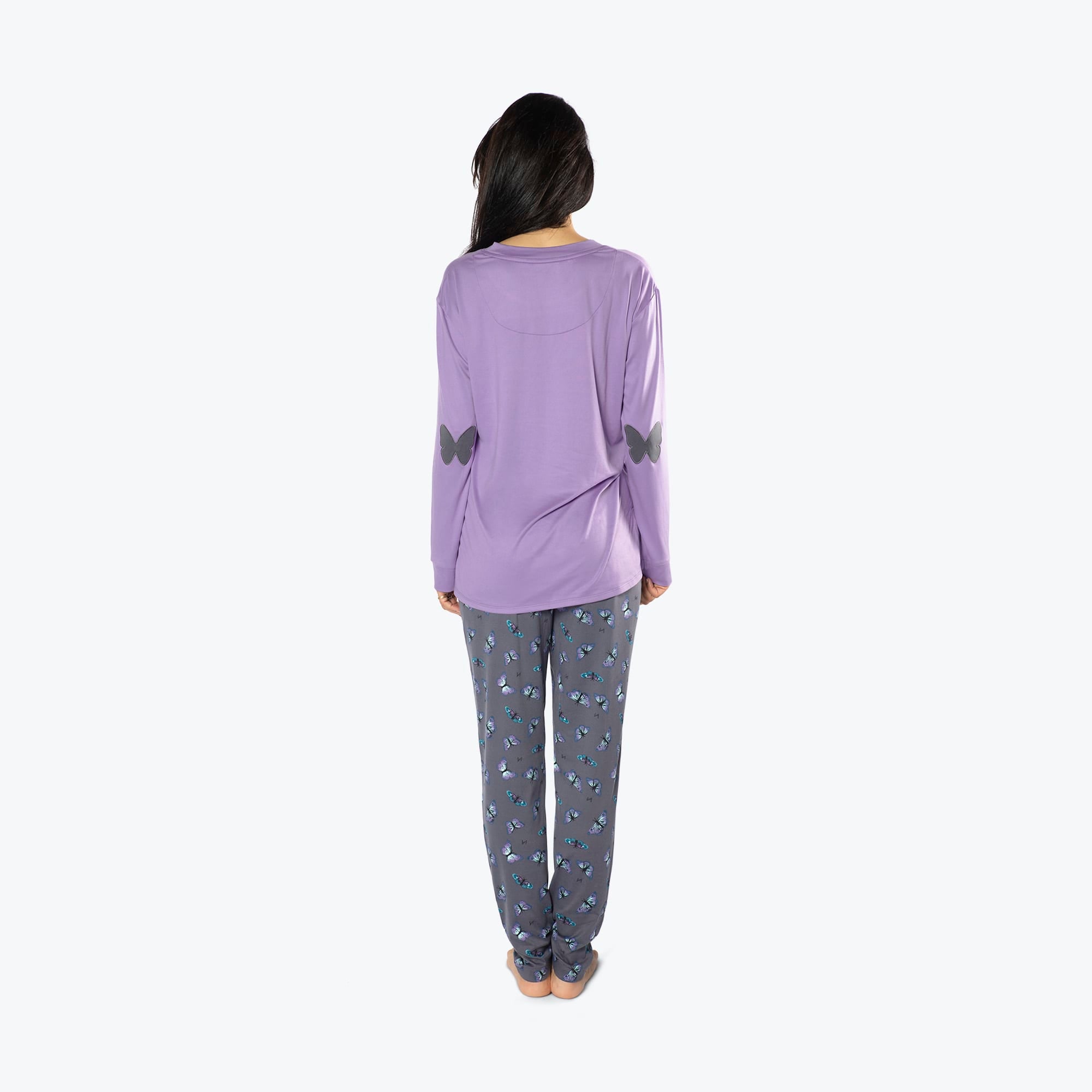 Jitterbug Long Sleeve Pajama Set - BUTTERFLY GREY - Jitterbug_ButterflyGrey_S_02
