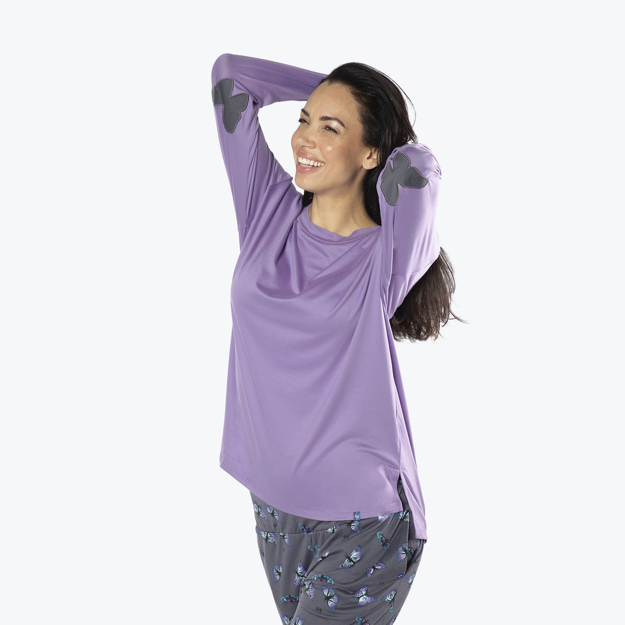 Jitterbug Long Sleeve Pajama Set - BUTTERFLY GREY - Jitterbug_ButterflyGrey_S_03