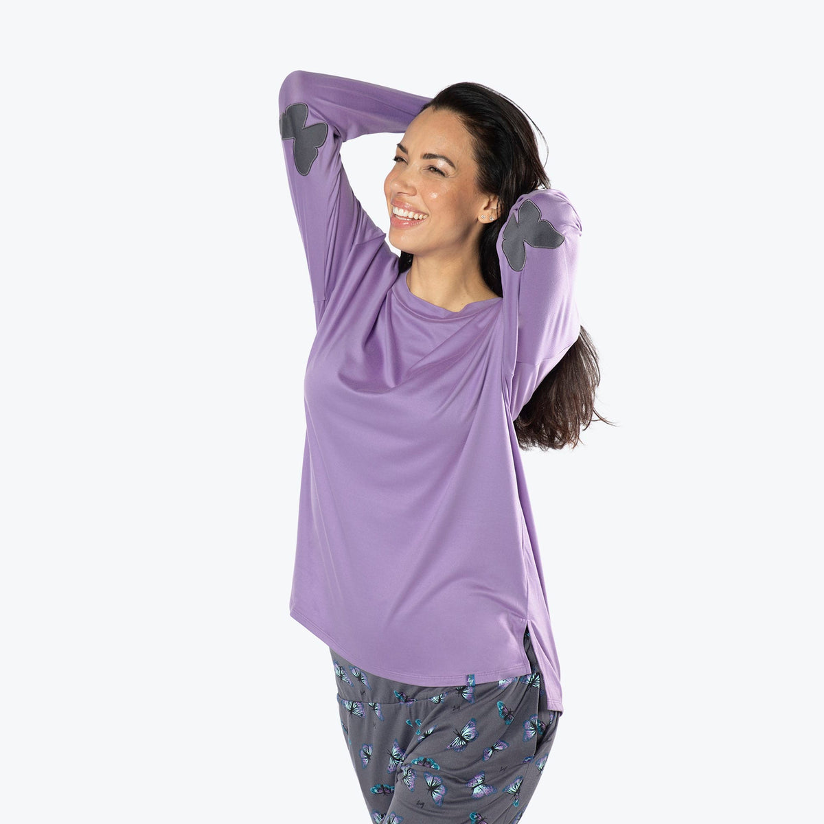 Jitterbug Long Sleeve Pajama Set - BUTTERFLY GREY - Jitterbug_ButterflyGrey_S_03