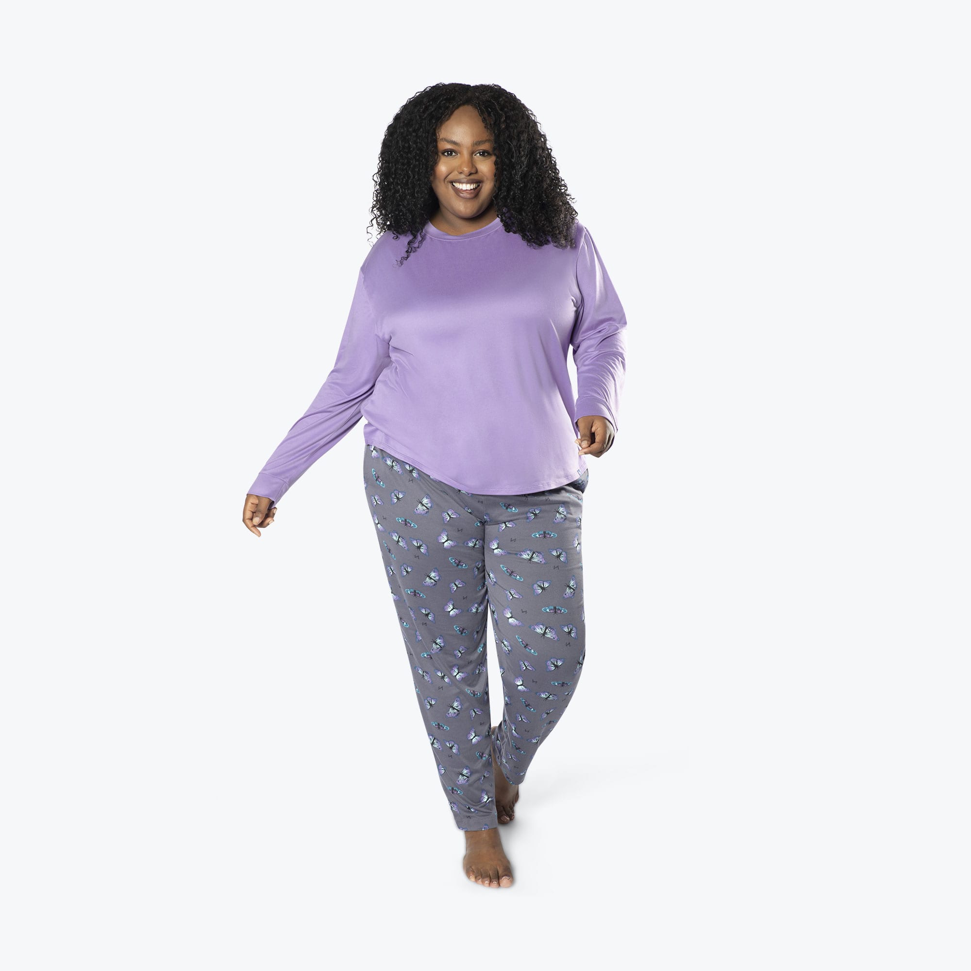 Jitterbug Long Sleeve Pajama Set - BUTTERFLY GREY - Jitterbug_ButterflyGrey_XL_01a