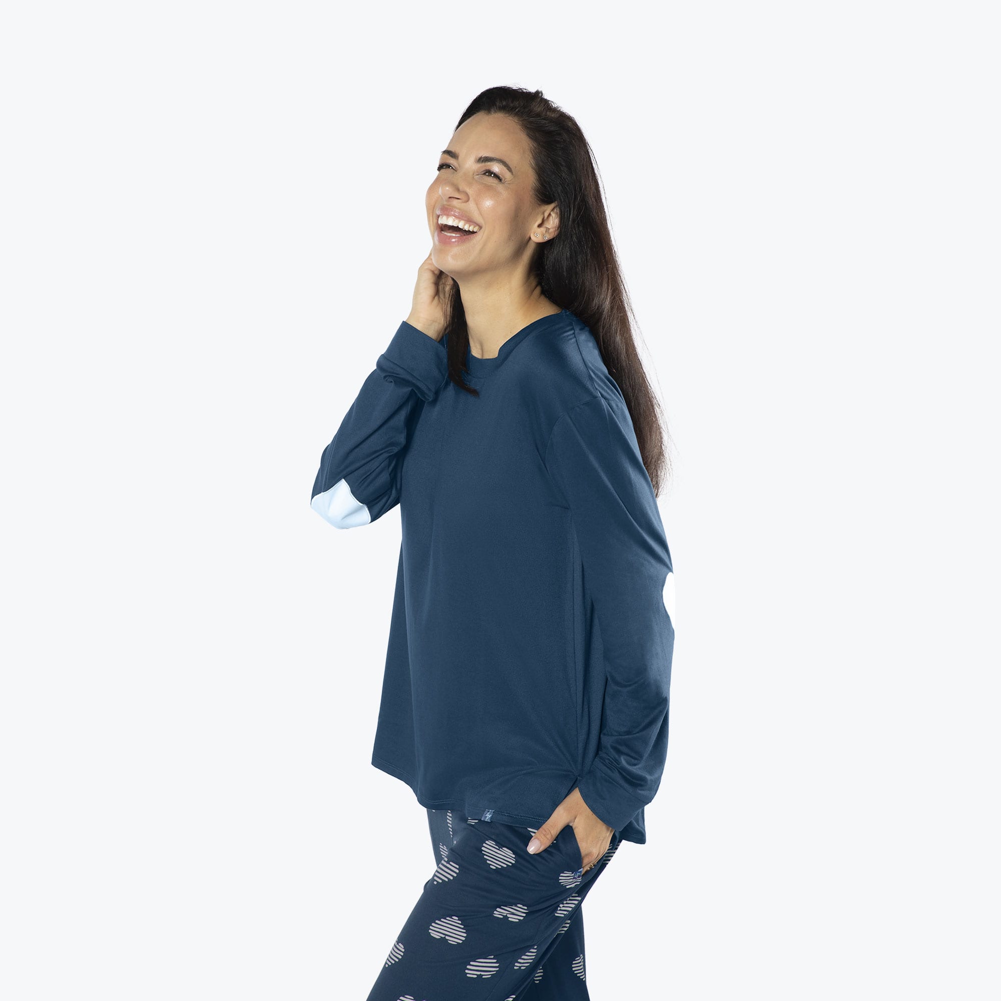 Jitterbug Long Sleeve Pajama Set - NAVY HEARTS - Jitterbug_NavyHearts_S_02