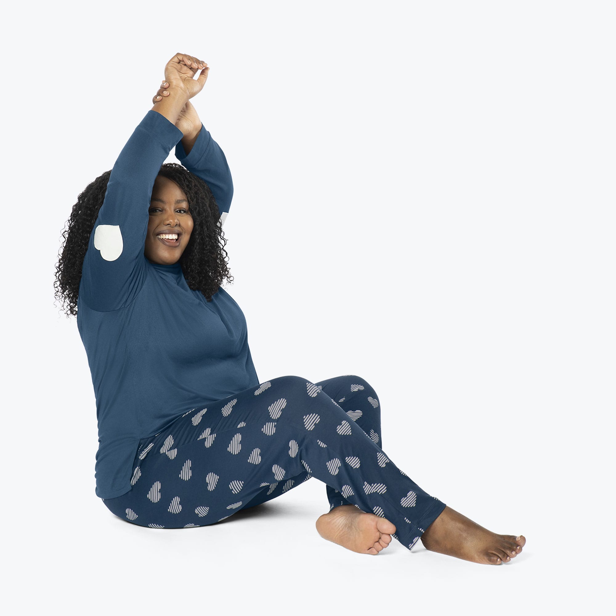 Jitterbug Long Sleeve Pajama Set - NAVY HEARTS - Jitterbug_NavyHearts_XL_01b2