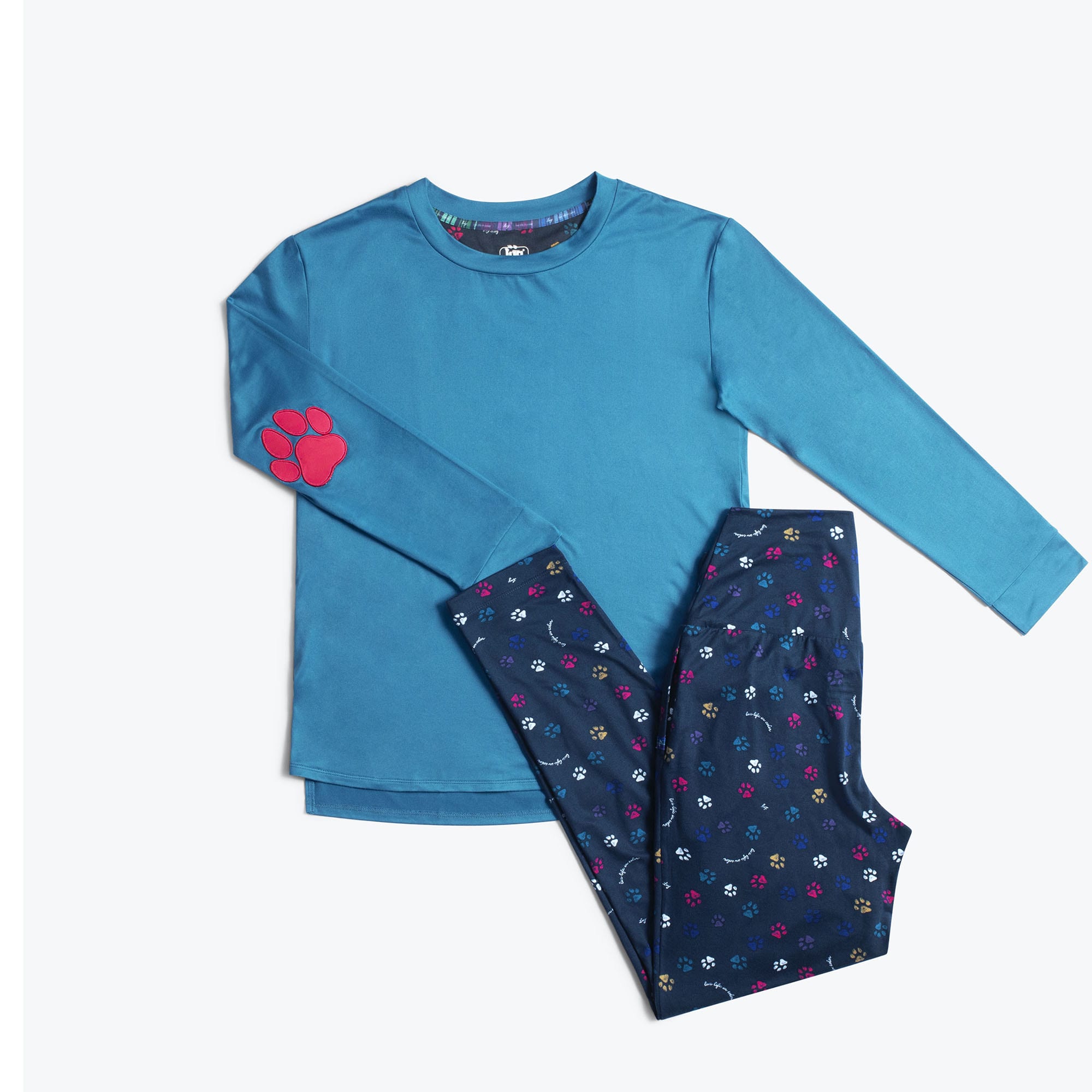Jitterbug Long Sleeve Pajama Set - PAWS NAVY - Jitterbug_PawsNavy_Flatlay