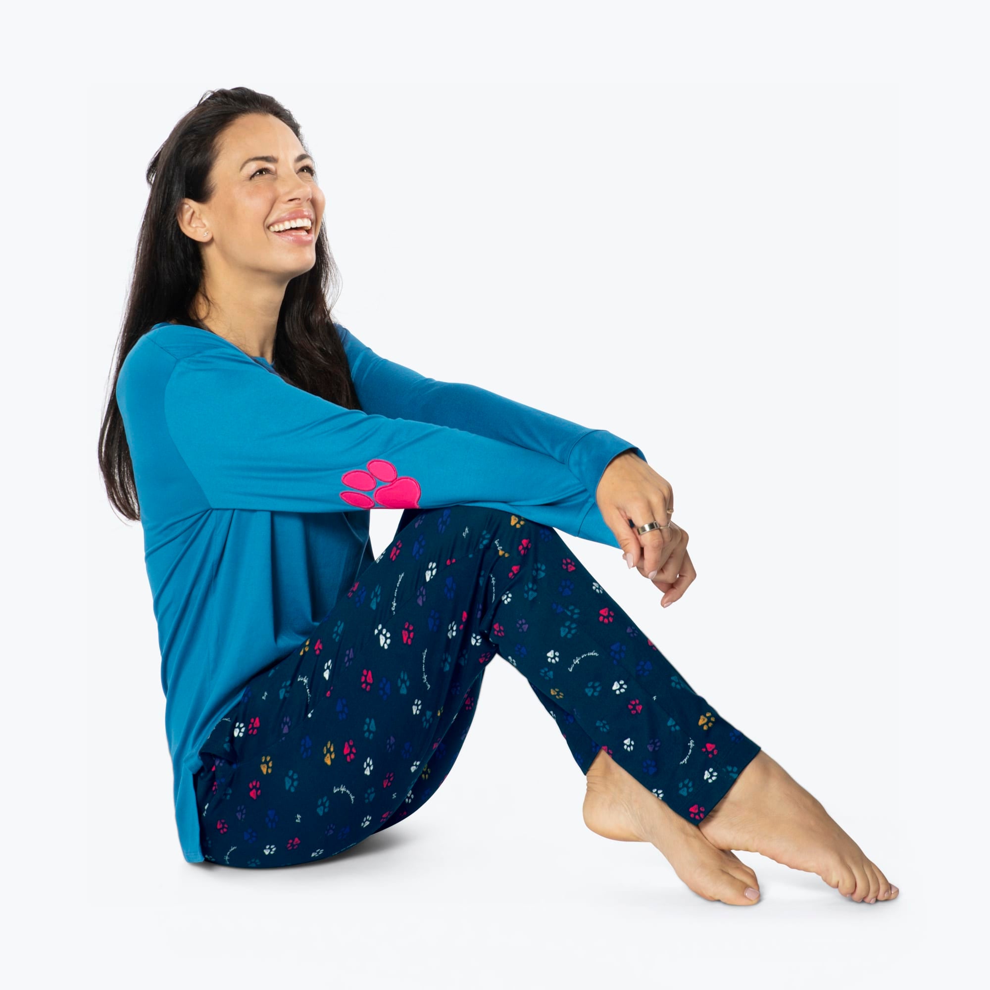 Jitterbug Long Sleeve Pajama Set - PAWS NAVY - Jitterbug_PawsNavy_S_01b