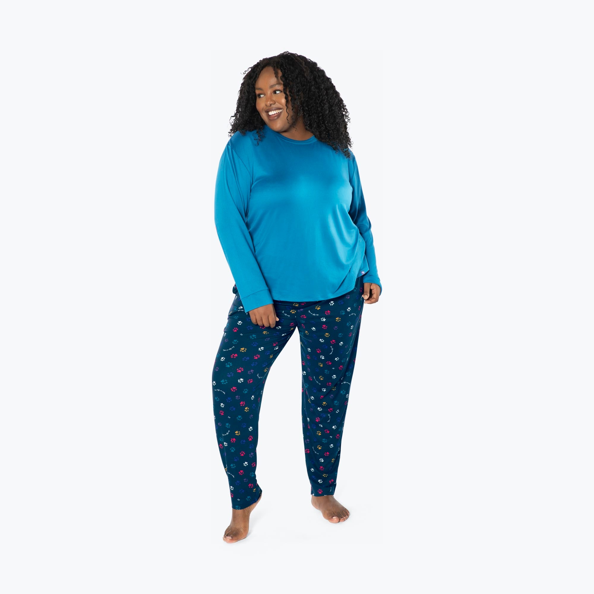 Jitterbug Long Sleeve Pajama Set - PAWS NAVY - Jitterbug_PawsNavy_XL_01a