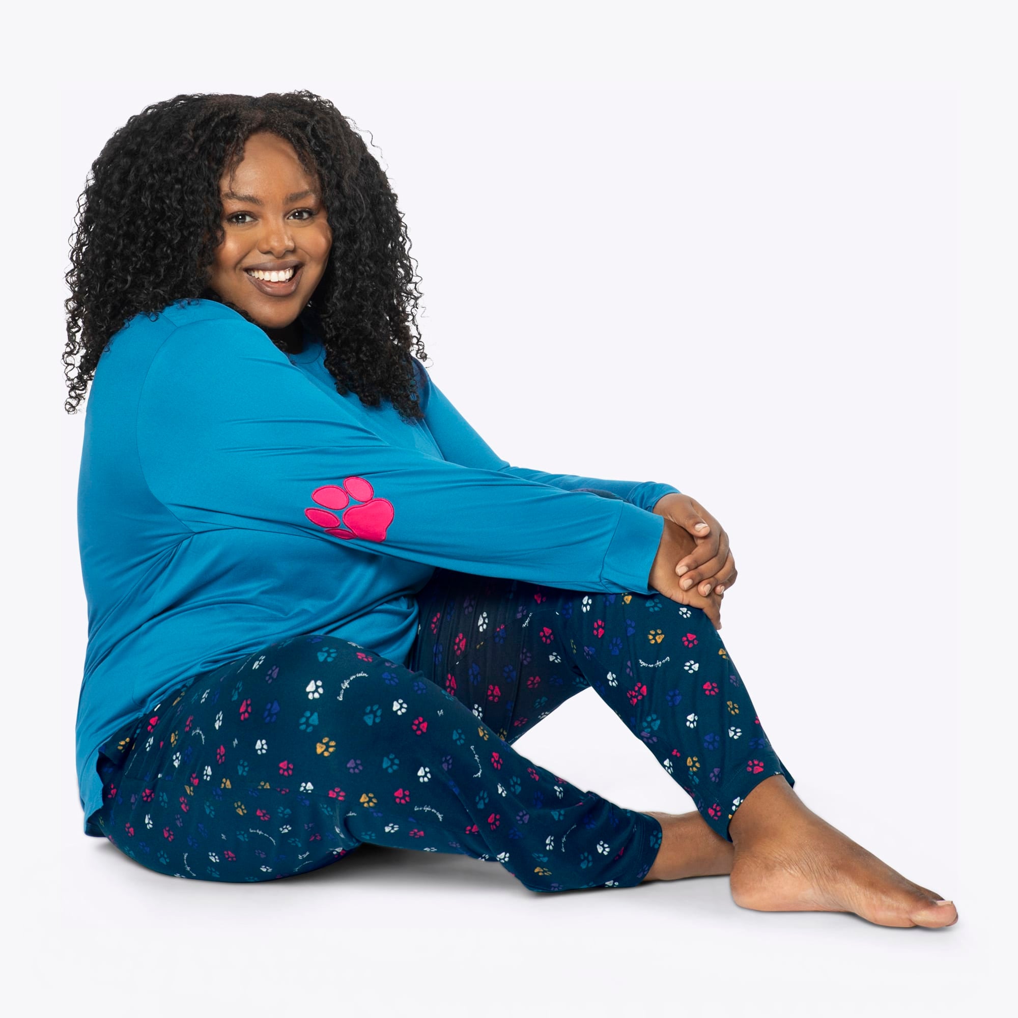 Jitterbug Long Sleeve Pajama Set - PAWS NAVY - Jitterbug_PawsNavy_XL_01b
