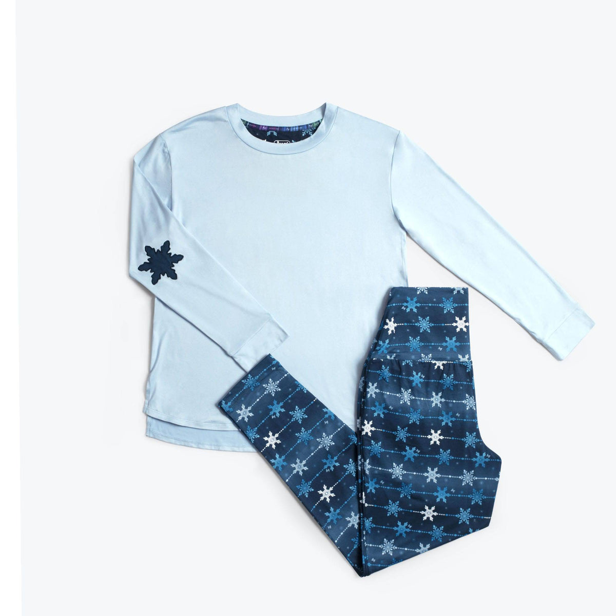 Jitterbug Long Sleeve Pajama Set - SNOWFLAKE NAVY - Jitterbug_SnowflakeNavy_Flatlay