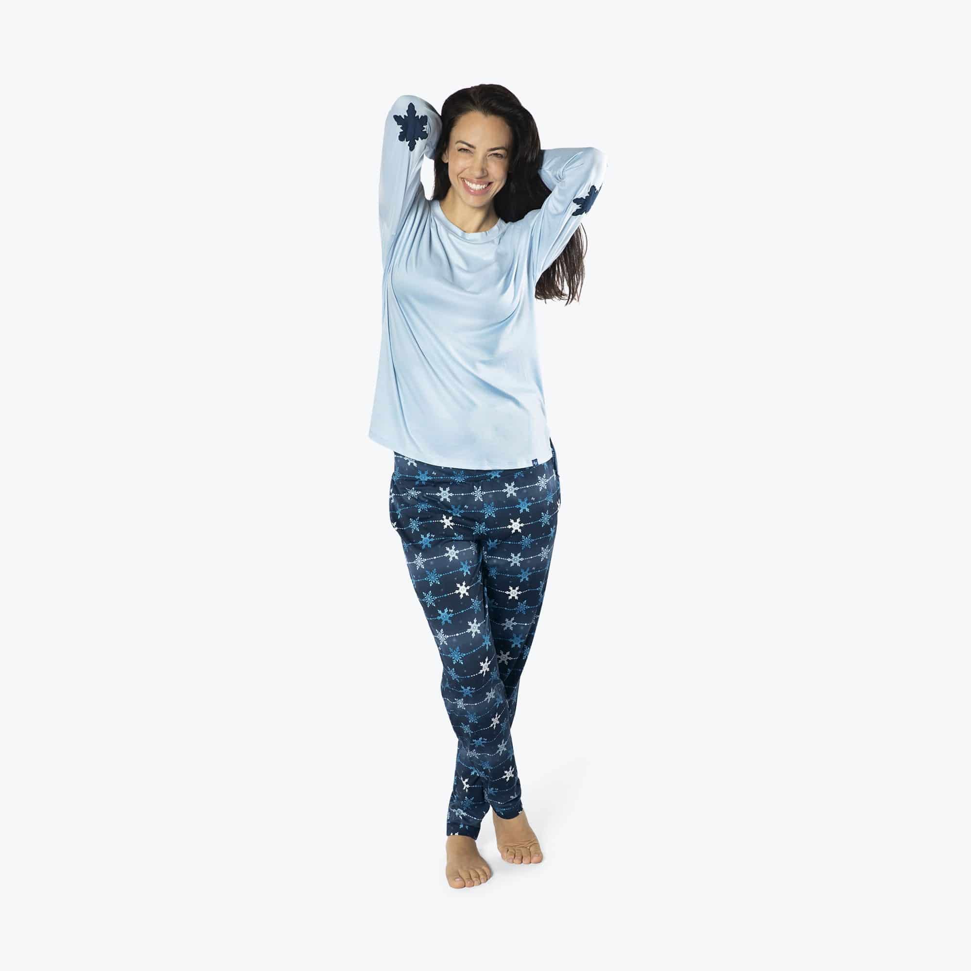 Jitterbug Long Sleeve Pajama Set - SNOWFLAKE NAVY - Jitterbug_SnowflakeNavy_S_01a