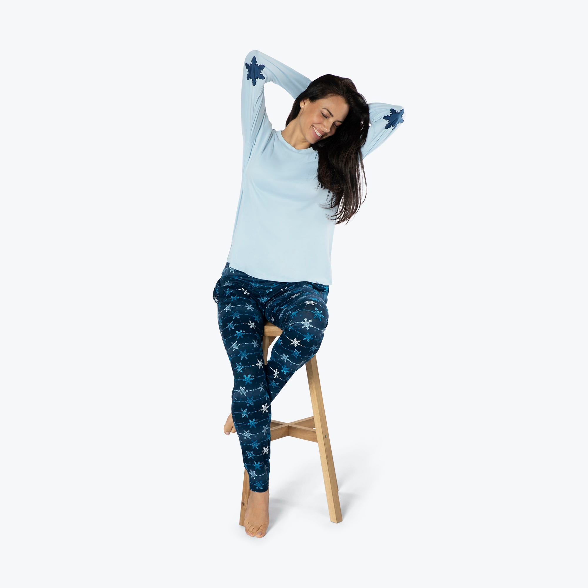 Jitterbug Long Sleeve Pajama Set - SNOWFLAKE NAVY - Jitterbug_SnowflakeNavy_S_01b