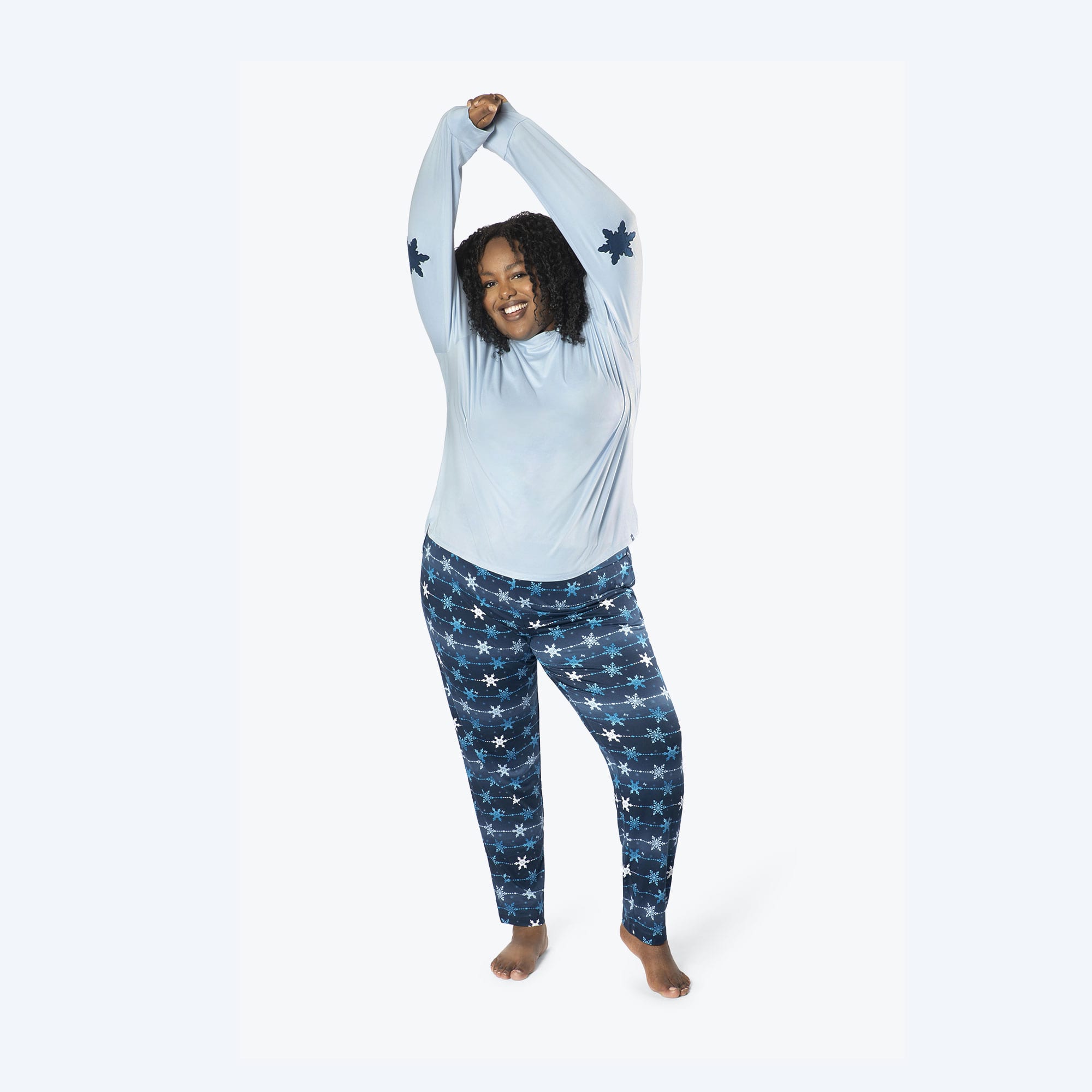Jitterbug Long Sleeve Pajama Set - SNOWFLAKE NAVY - Jitterbug_SnowflakeNavy_XL_01a