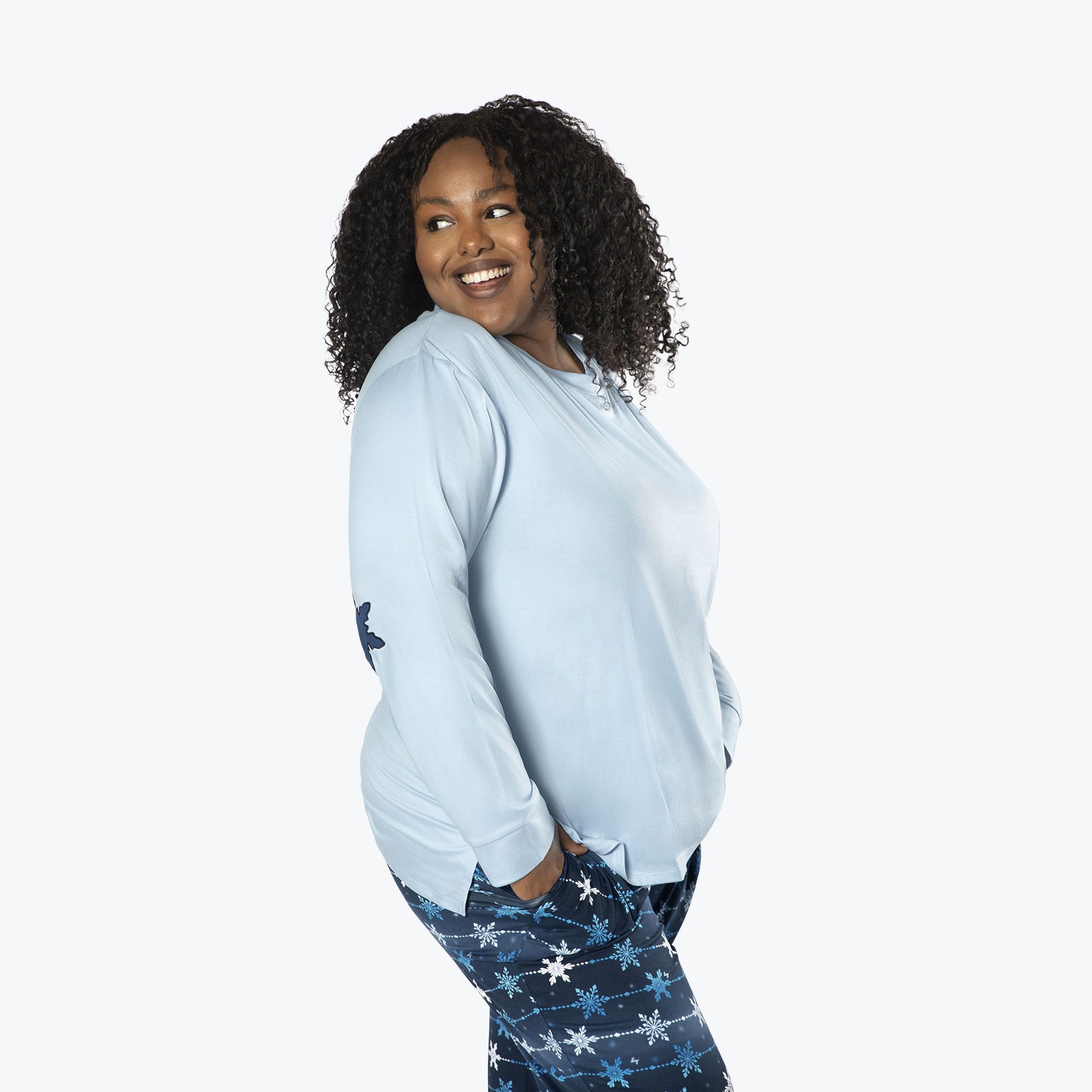 Jitterbug Long Sleeve Pajama Set - SNOWFLAKE NAVY - Jitterbug_SnowflakeNavy_XL_03